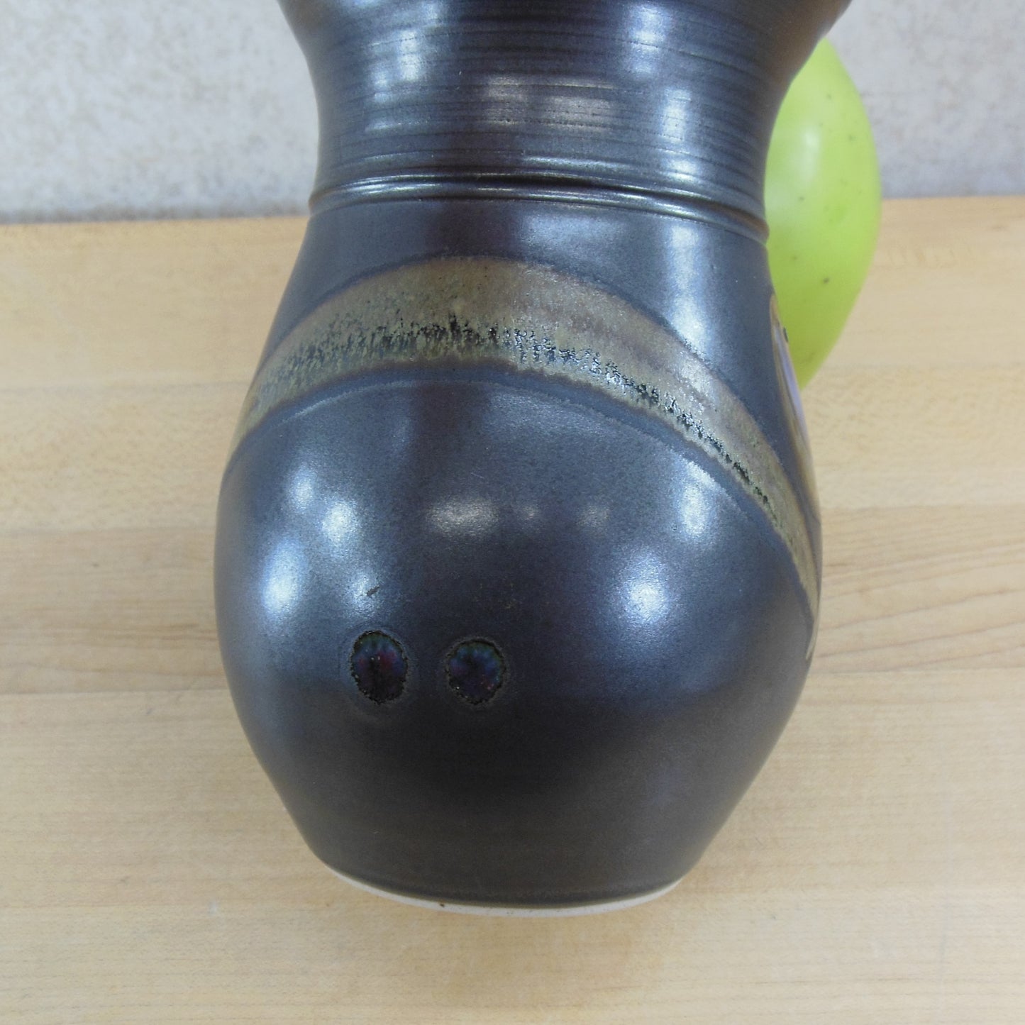 Walsh Signed Studio Pottery Vase Peacock Feather Eye Used