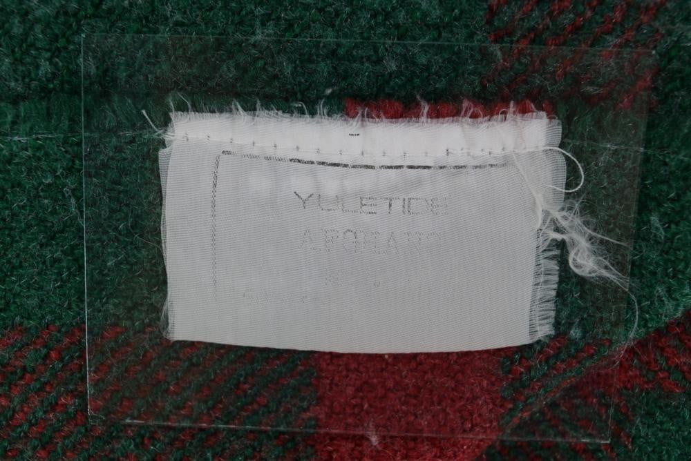 USA Wool Acrylic Throw Afghan "YULETIDE" Green Rosie Red small throw