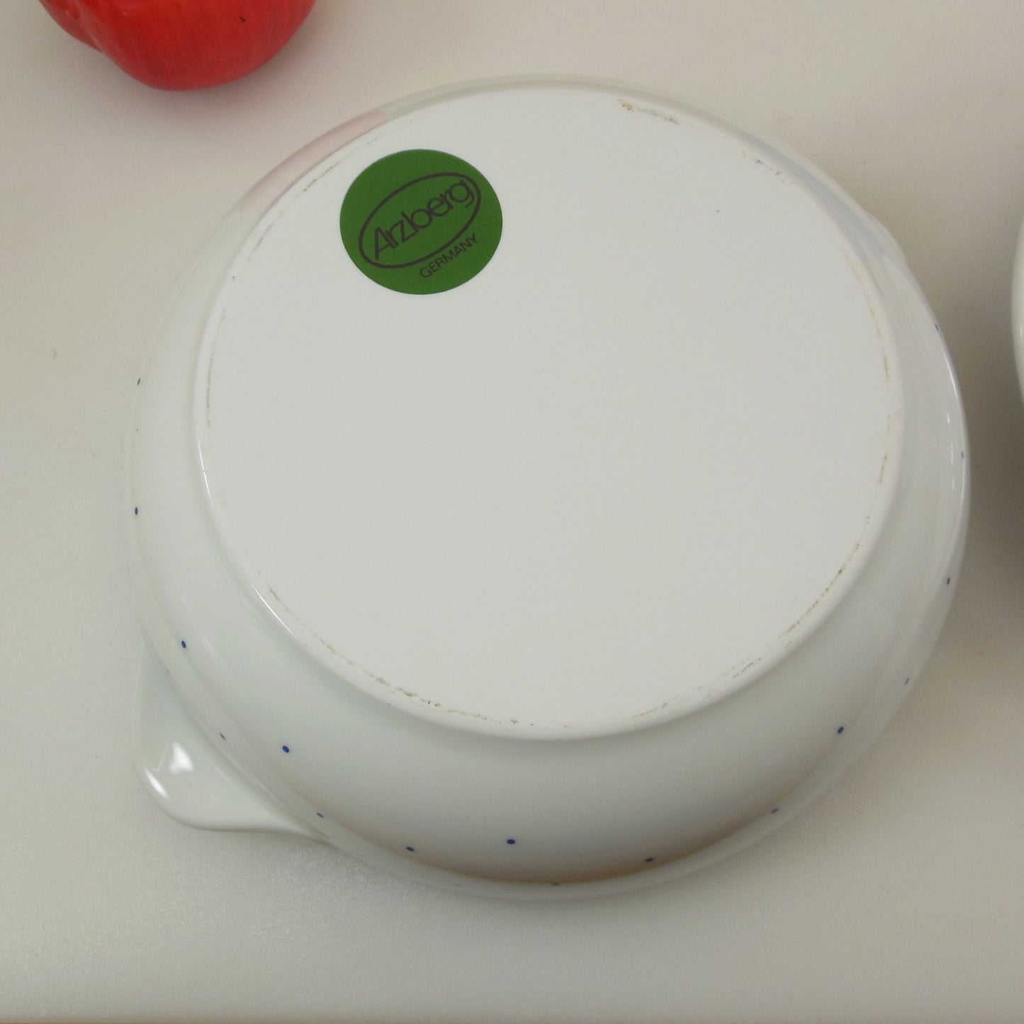 Arzberg Germany Porcelain Lagoon Lagune Blue Dot Lidded Casserole Vintage