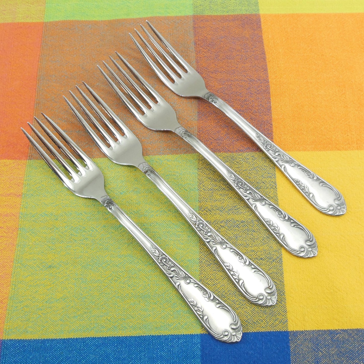 Amefa Holland AFS1 Stainless Flatware Scroll Handle - 4 Dinner Forks
