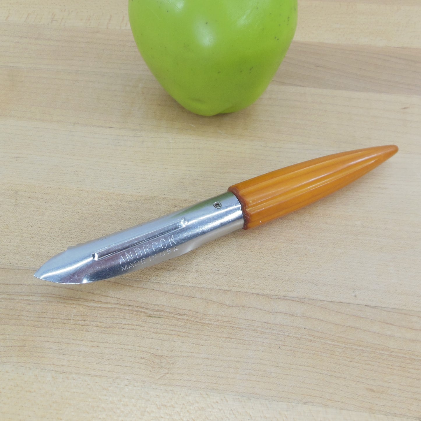 Androck USA Butterscotch Bakelite Bullet Stainless Peeler Grater