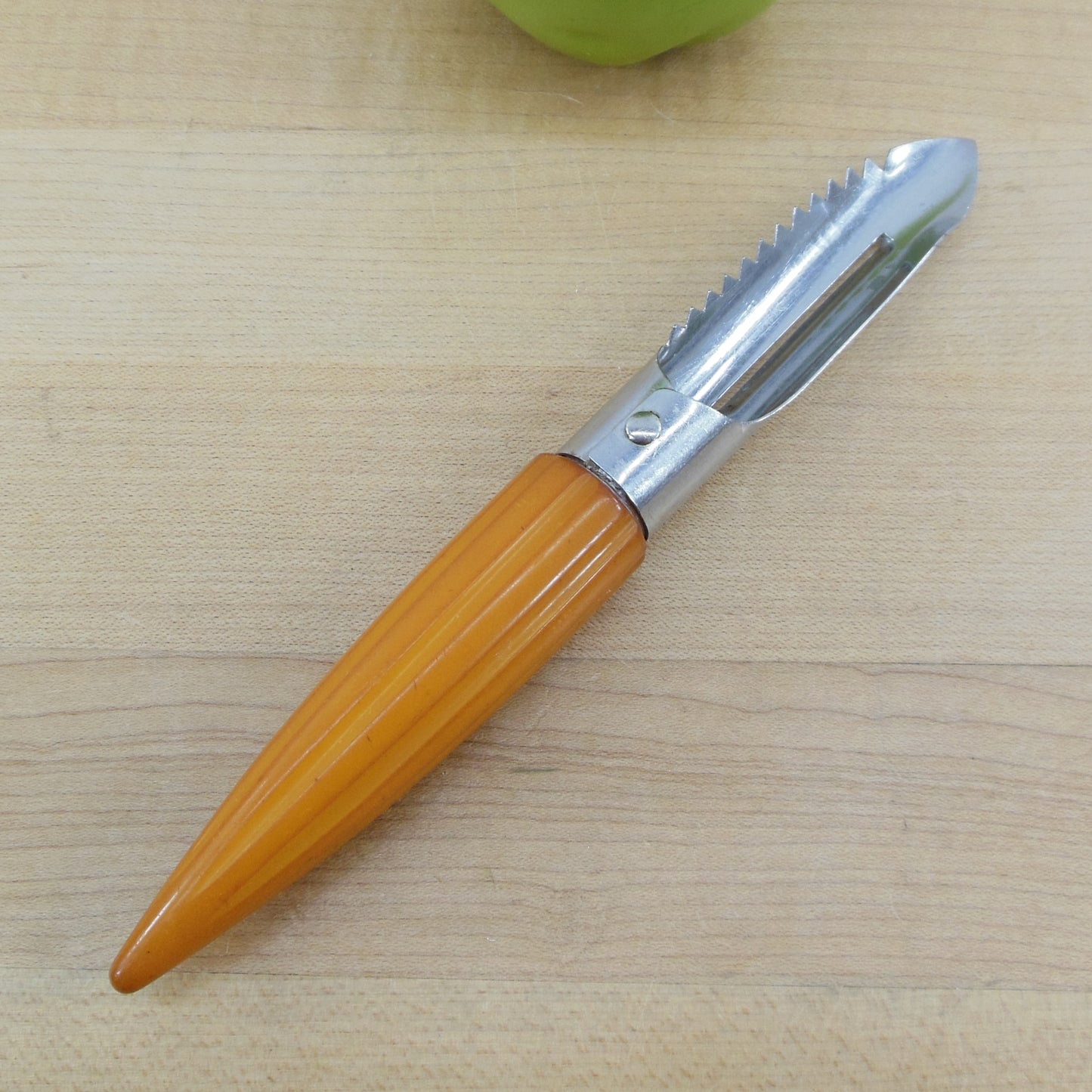 Androck USA Butterscotch Bakelite Bullet Stainless Peeler Grater Vintage