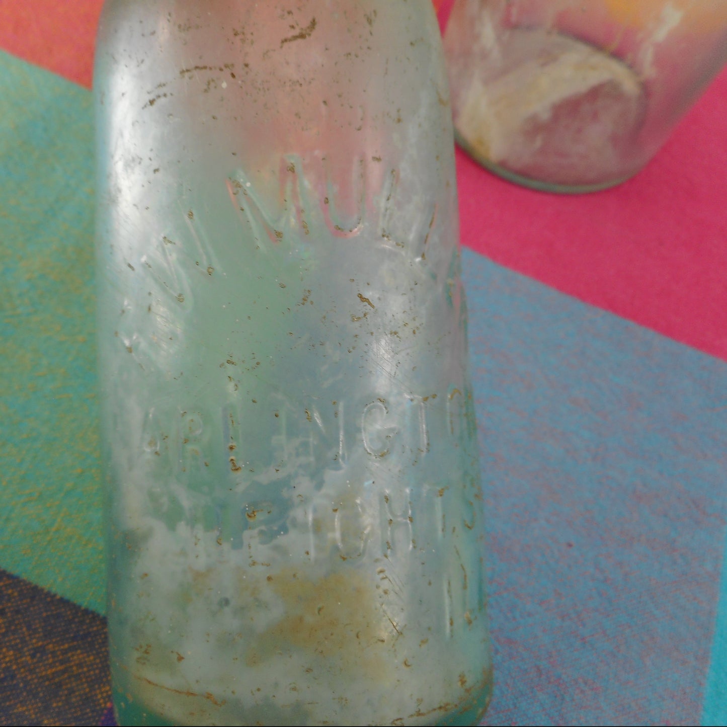 Antique Aqua Glass Bottles - F.W. Muller Arlington Heights Ill. Soda - DR SBH& Co. PR Tonic Medicinal Uncleaned