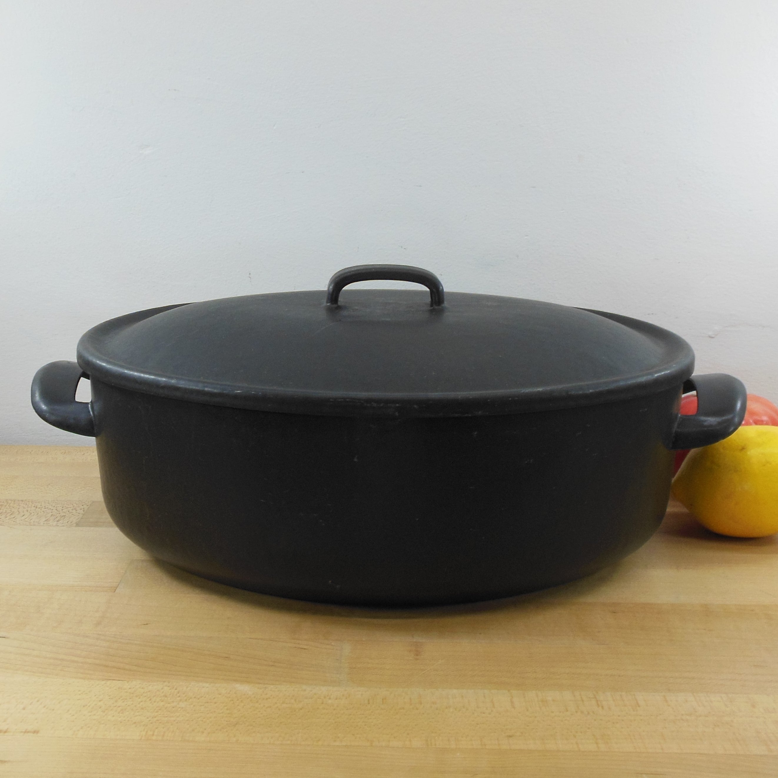 Unbranded Mcm 6 Quart Oval Enamelware Roaster Blue Black Olde Kitchen And Home