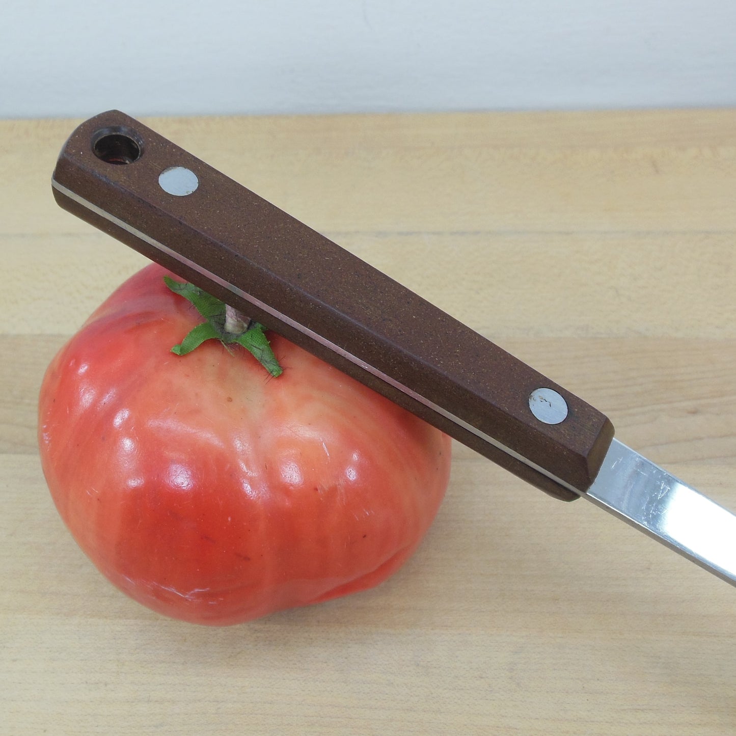 Pyramid Japan Stainless Turning Carving Fork - Brown Canoe Muffin Handle used