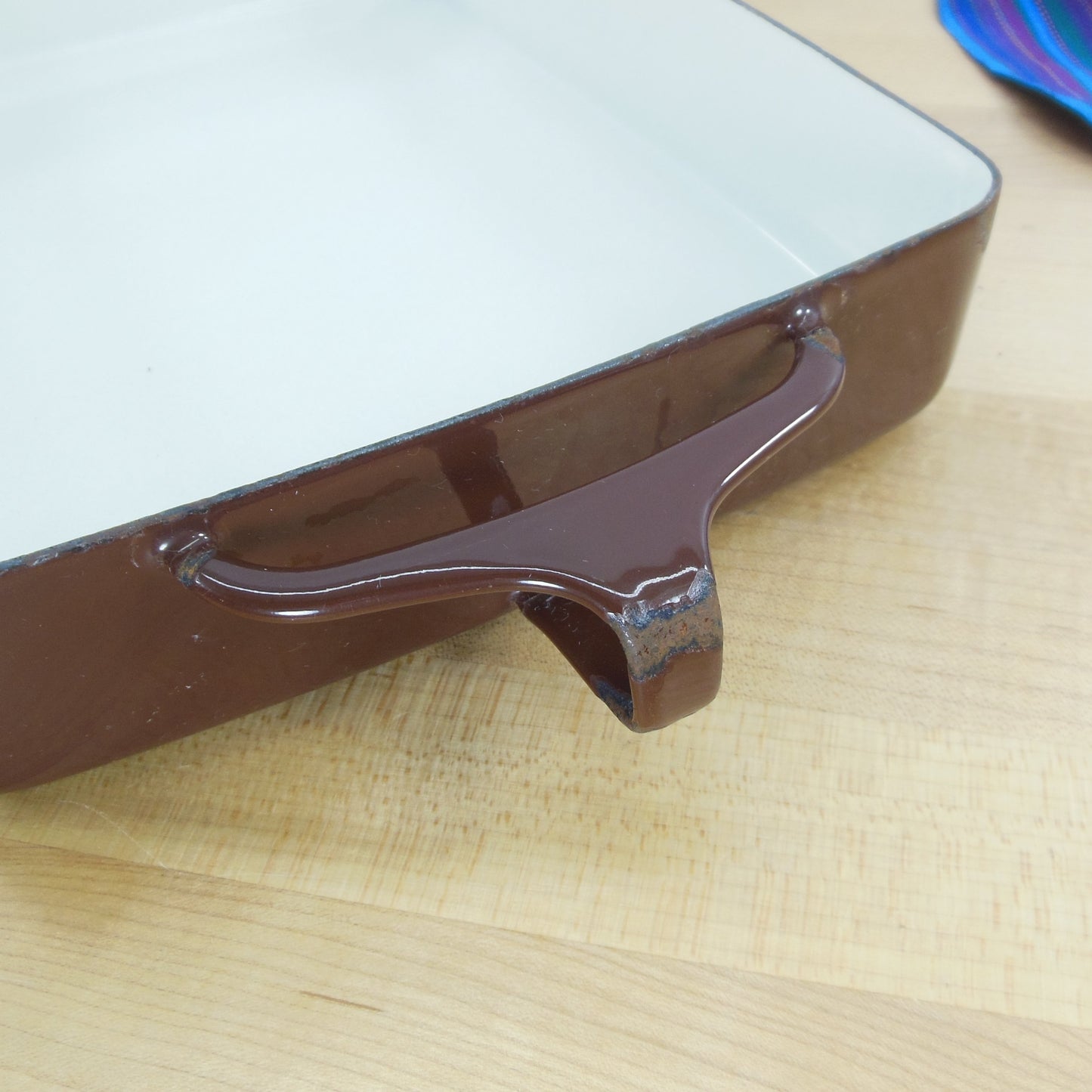 Dansk France Small Enamelware Brown Casserole Baking Pan Handle
