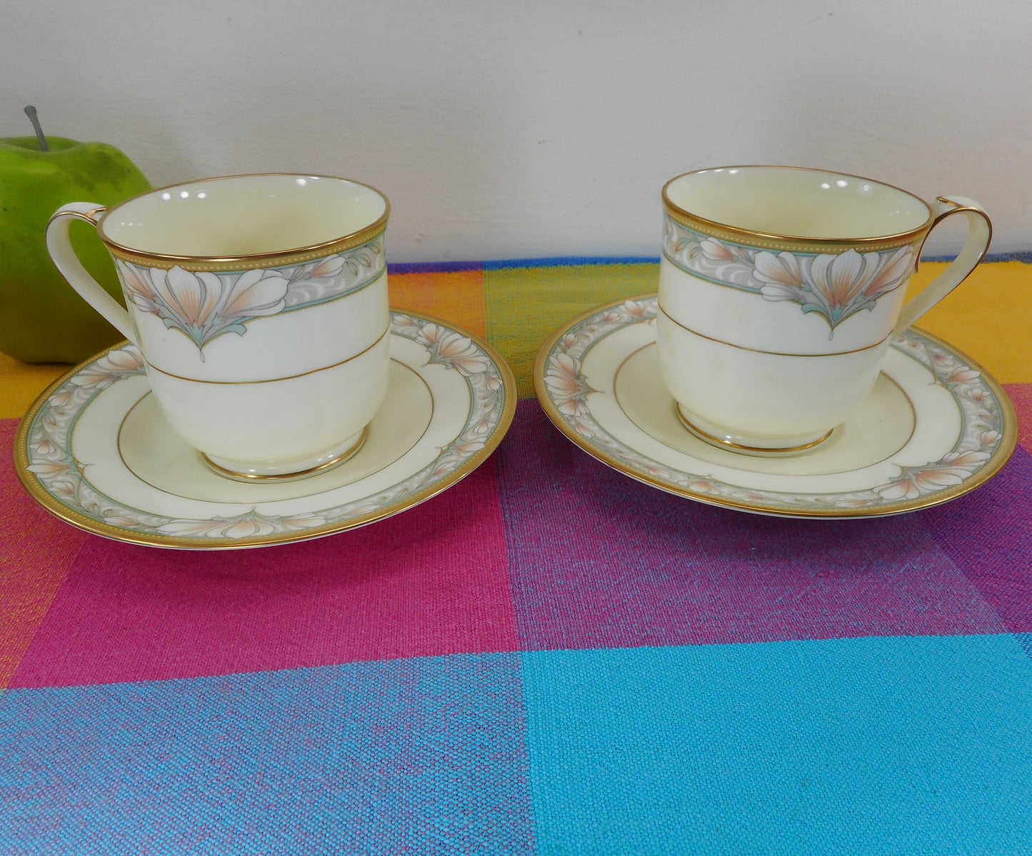 Noritake Japan Bone China - Barrymore - Pair Cup & Saucers Vintage