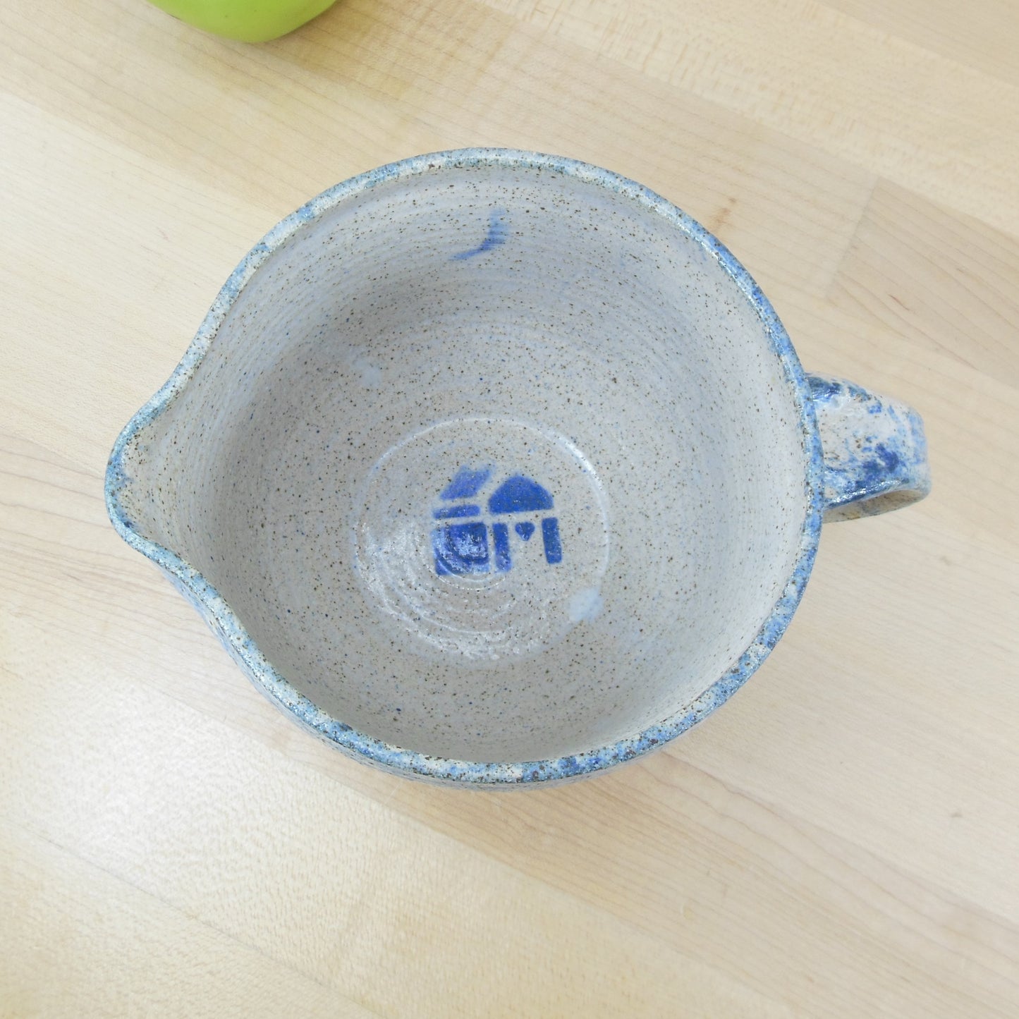 Sugarcamp Pottery Batter Bowl Blue House Trees Vintage