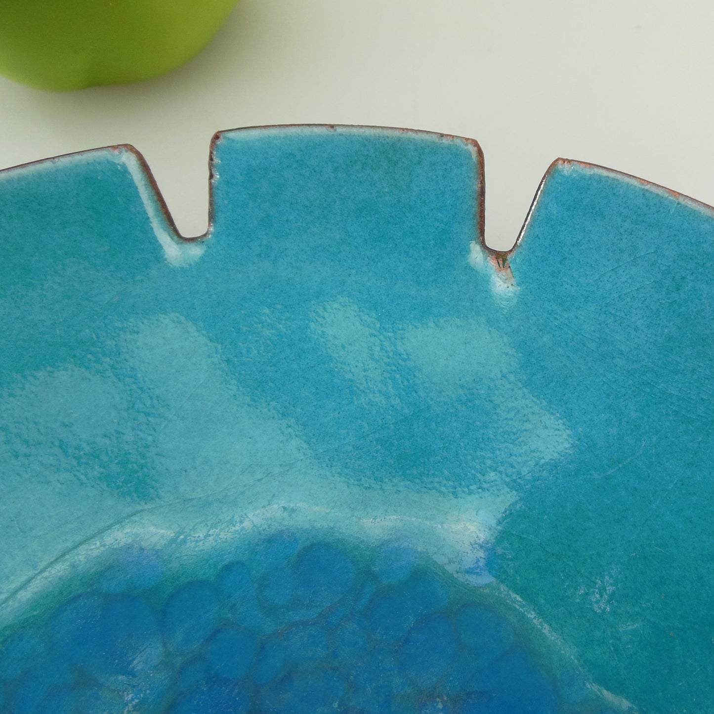 Bovano Copper Turquoise Blue Enamel Abstract Ashtray MCM Chip