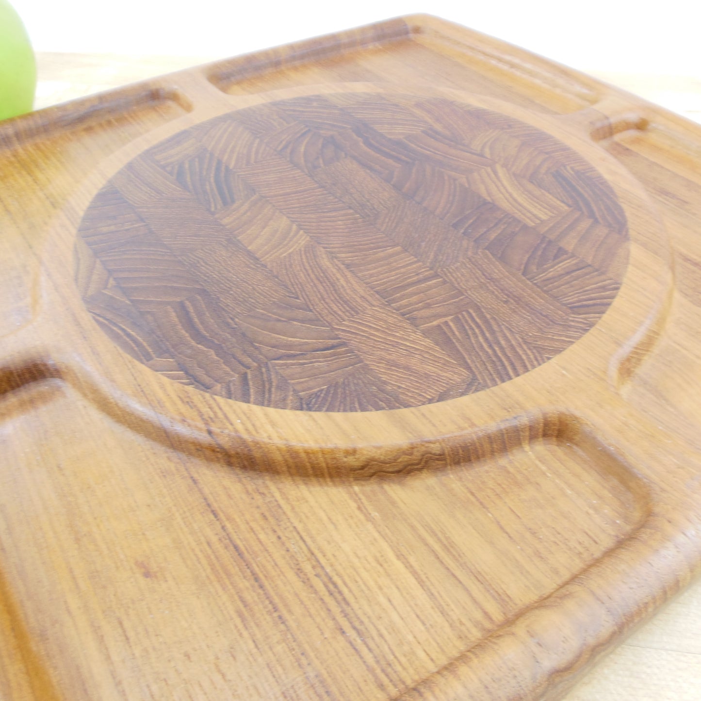 Danish Modern Teak End Grain Wood Cutting Serving Board Vintage Mid Century