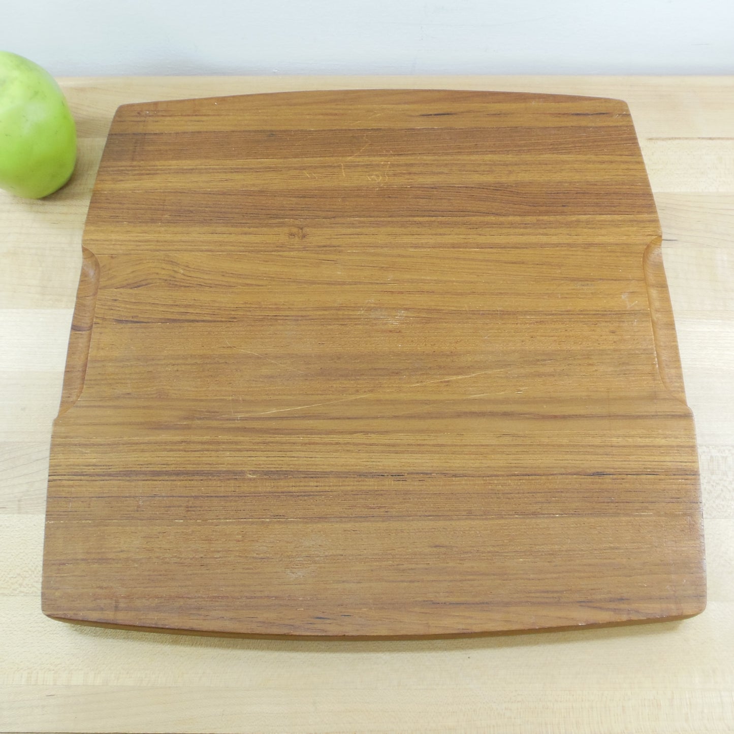 Danish Modern Teak End Grain Wood Cutting Serving Board 4 compartment square