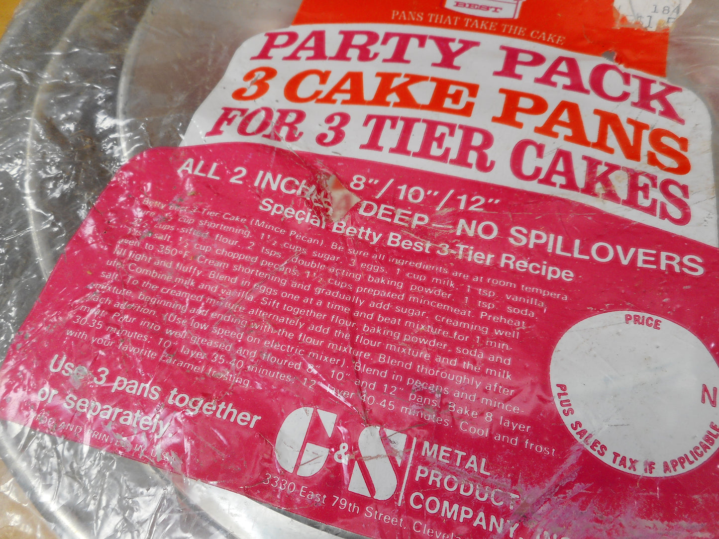 Betty Best USA 3 Tier Party Pack Cake Pans Tinned Steel NOS NIP