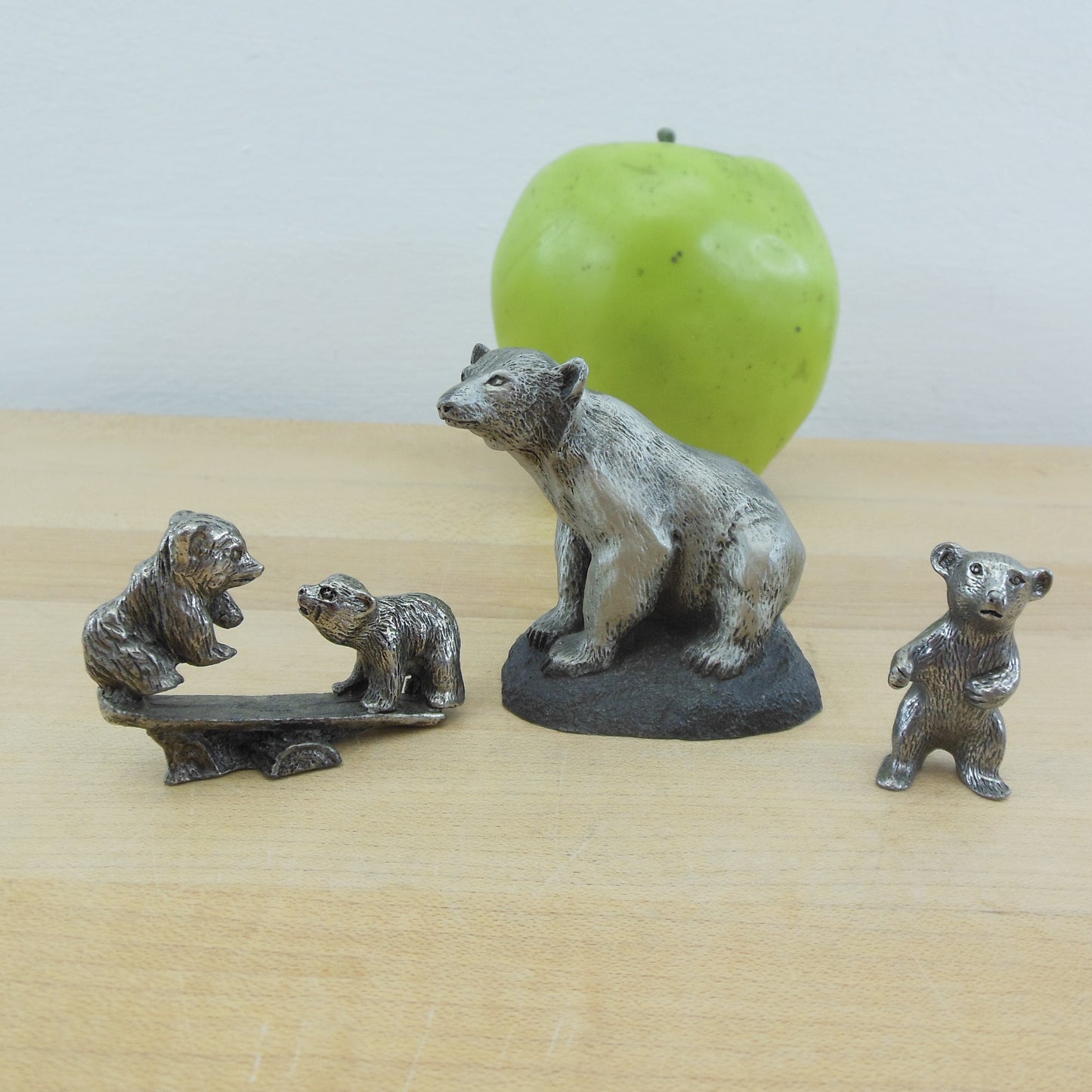 Pewter Miniature Bear 3 Lot - Hudson See-Saw