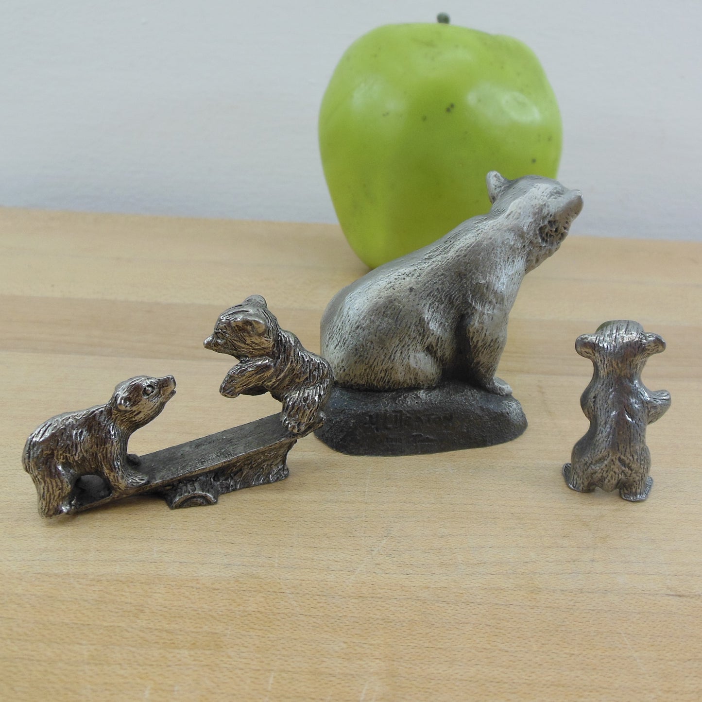 Pewter Miniature Bear 3 Lot - Hudson See-Saw Vintage