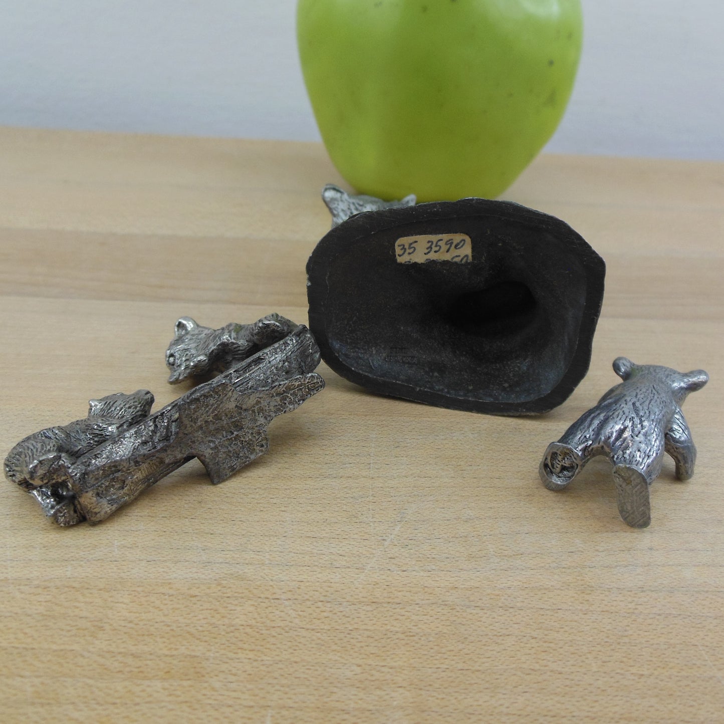Pewter Miniature Bear 3 Lot - Hudson See-Saw used