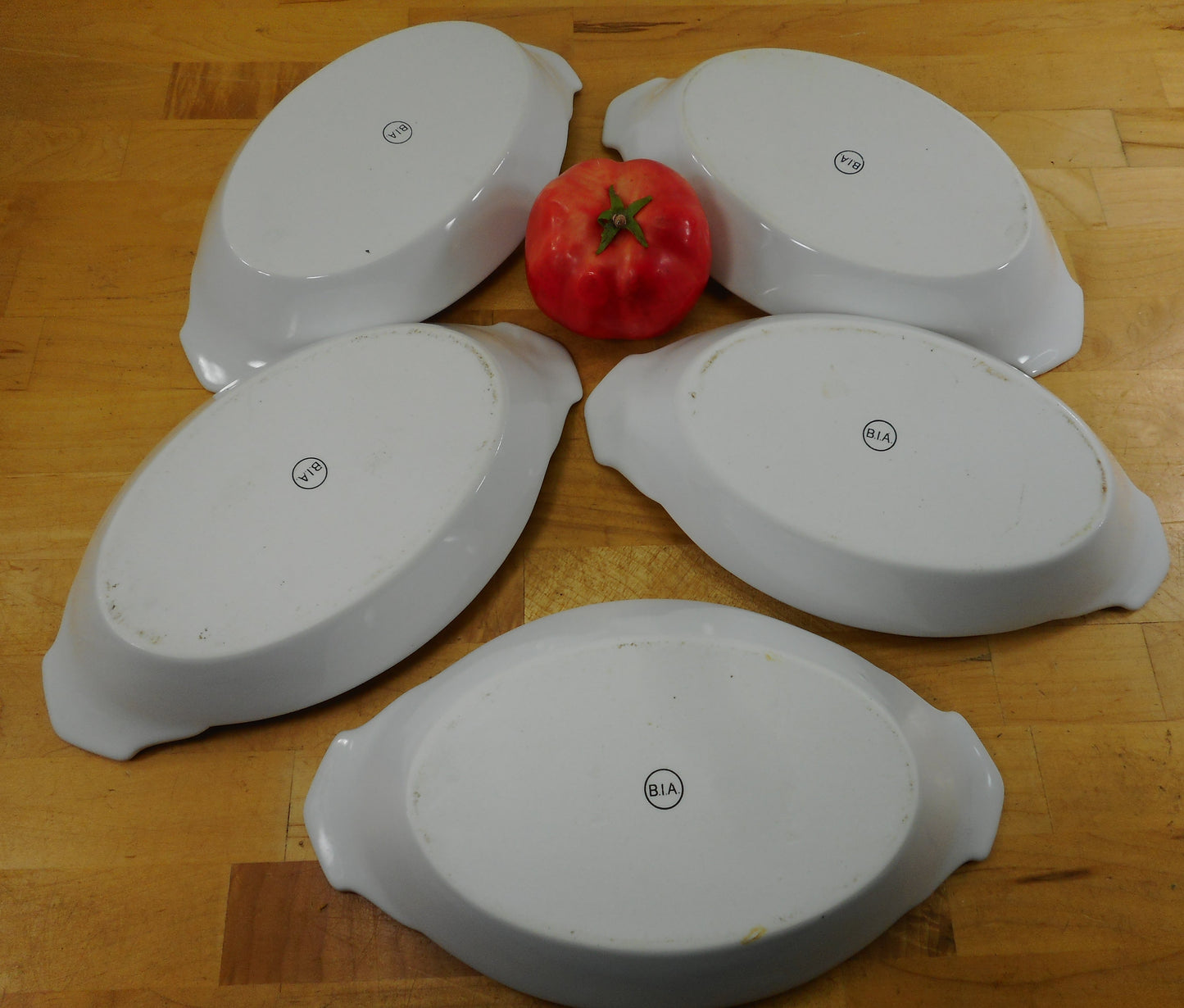 BIA Classic White Porcelain 8 Oz. Au Gratin Dishes 5 Set Used