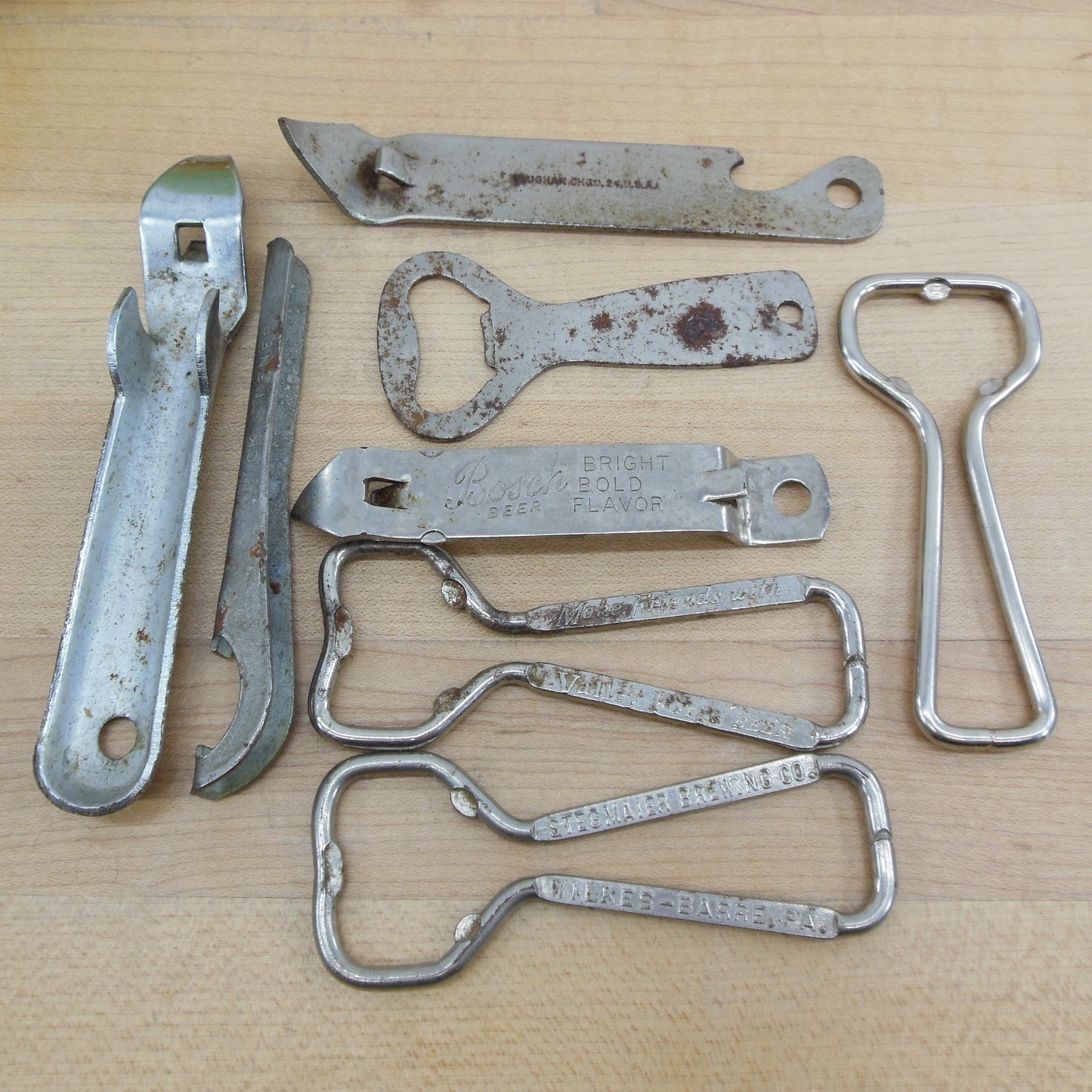 Beer Bottle Can Openers 8 Lot - Bosch Breidt's Stegmaier Rams Head Ale Vaughan