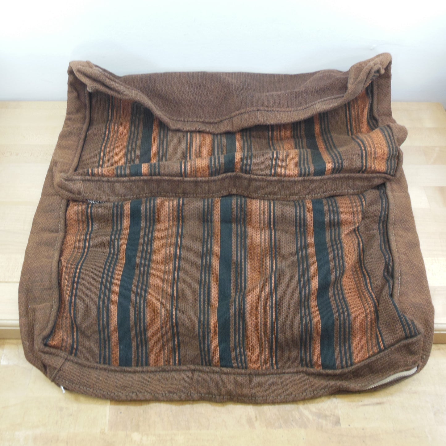 Discounted - Danish Modern 1960's Lounge Chair Box Cushion Slip Covers Orange Black Brown Strip
