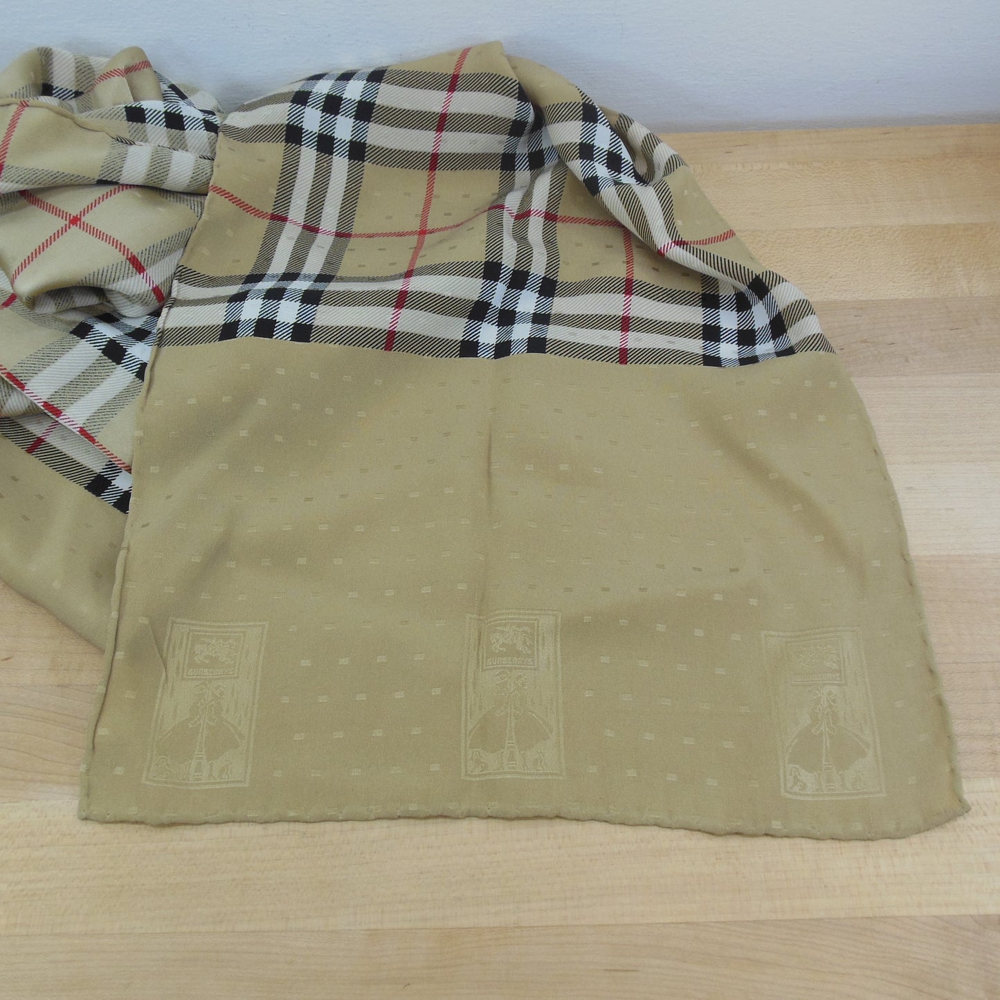 Burberry Nova Check Italy Silk Scarf 11.5" x 72" Vintage