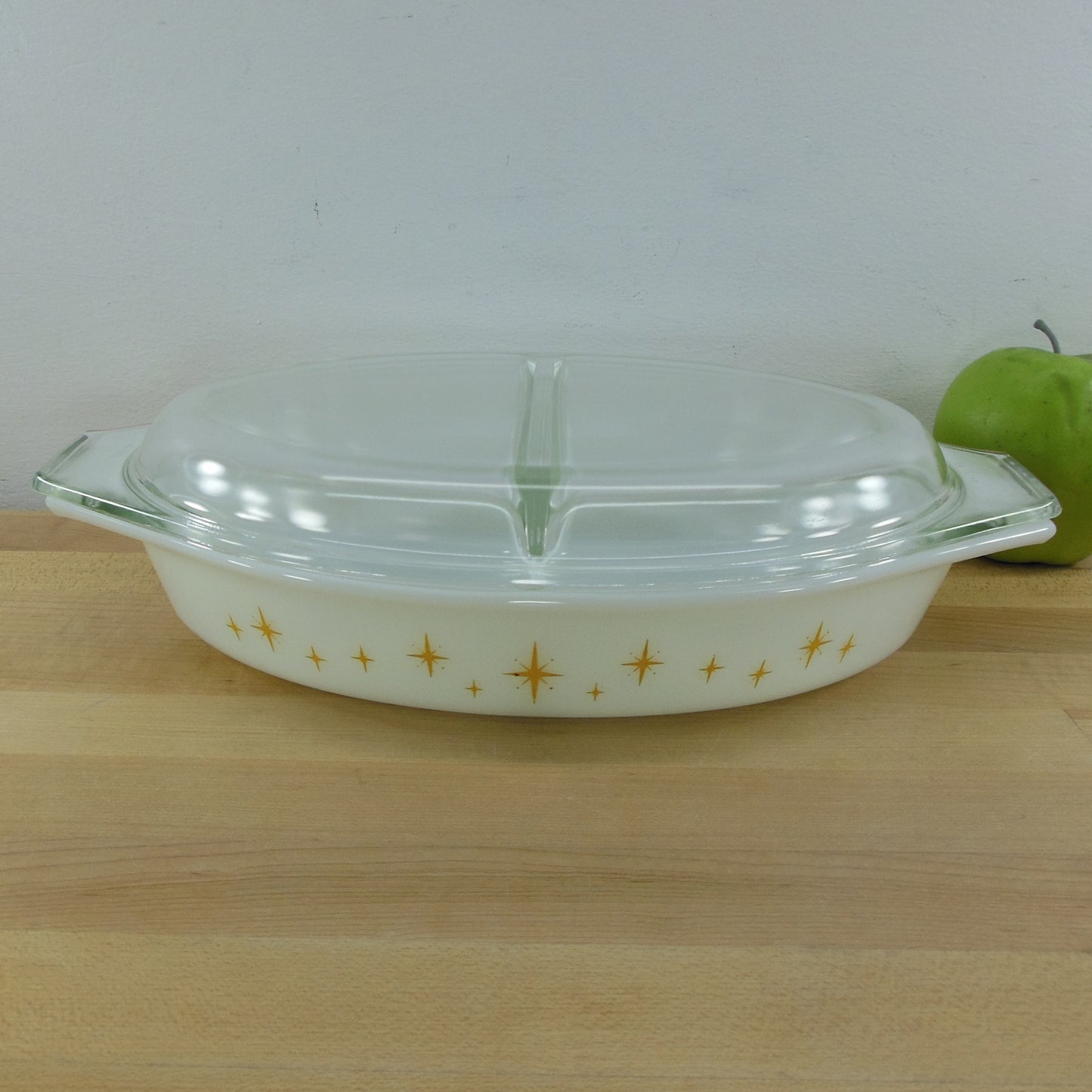 Pyrex Glass USA 1959 Constellation Divided Casserole Dish Starburst