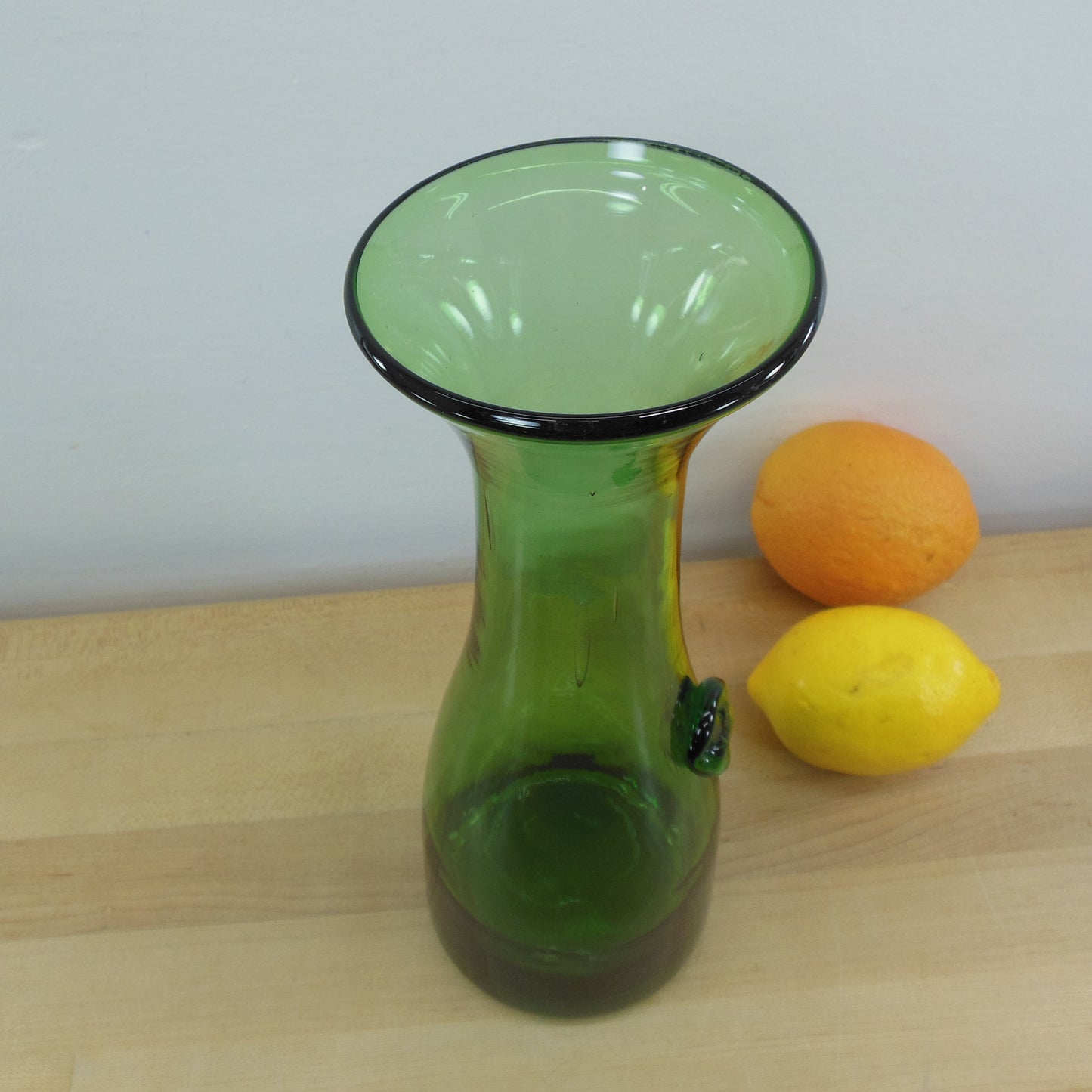 Emerald Green Blown Glass Chianti Wine Carafe Blob