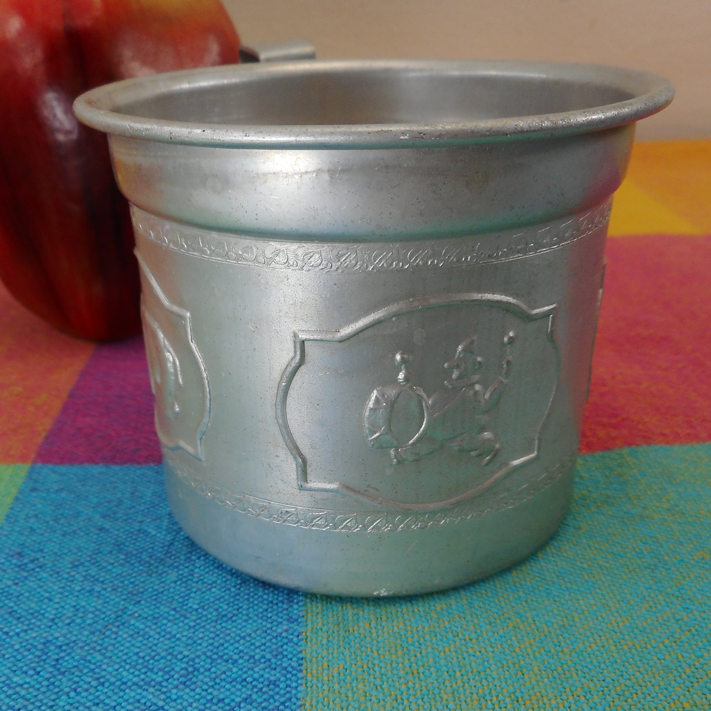 Child's Aluminum Cup Circus Theme - Clown Elephant Chariot Vintage