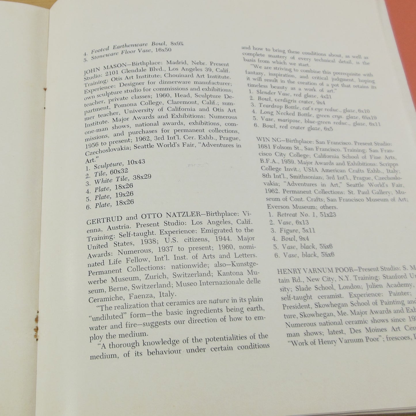 Clay Today 1962-63 The New Gallery Catalog State Univ. of Iowa Pottery Voulkos