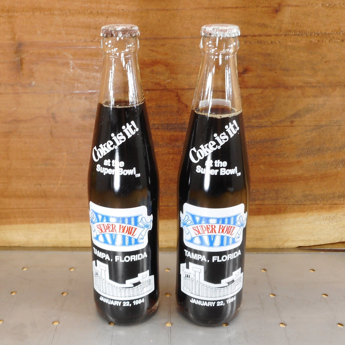 Coke Bottle Pair NFL Superbowl XVIII 1984 Tampa FL