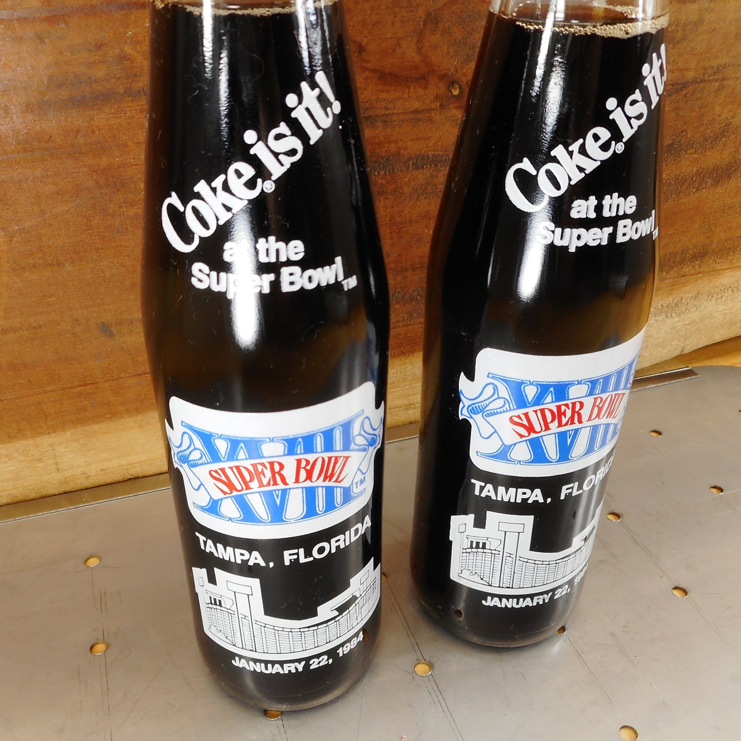 Coke Bottle Pair NFL Superbowl XVIII 1984 Tampa FL Full