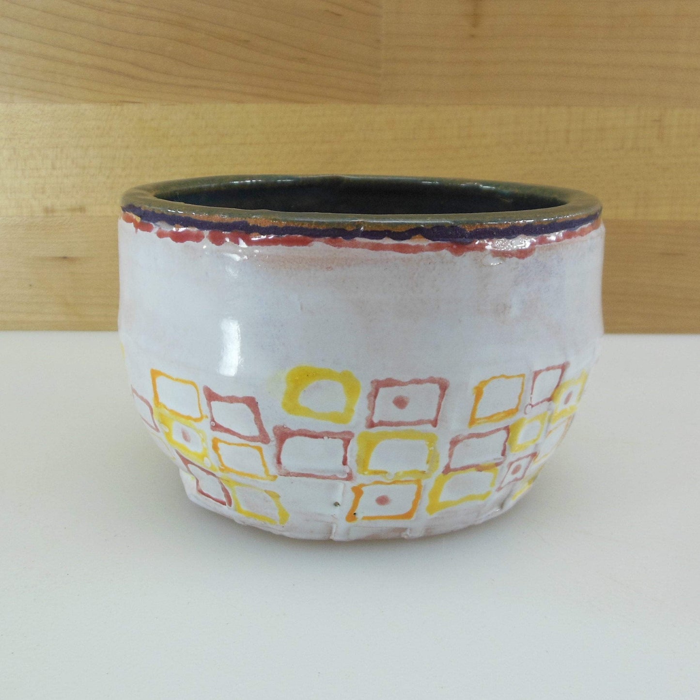 Frank Colson Signed Pottery Bowl Geometric Squares