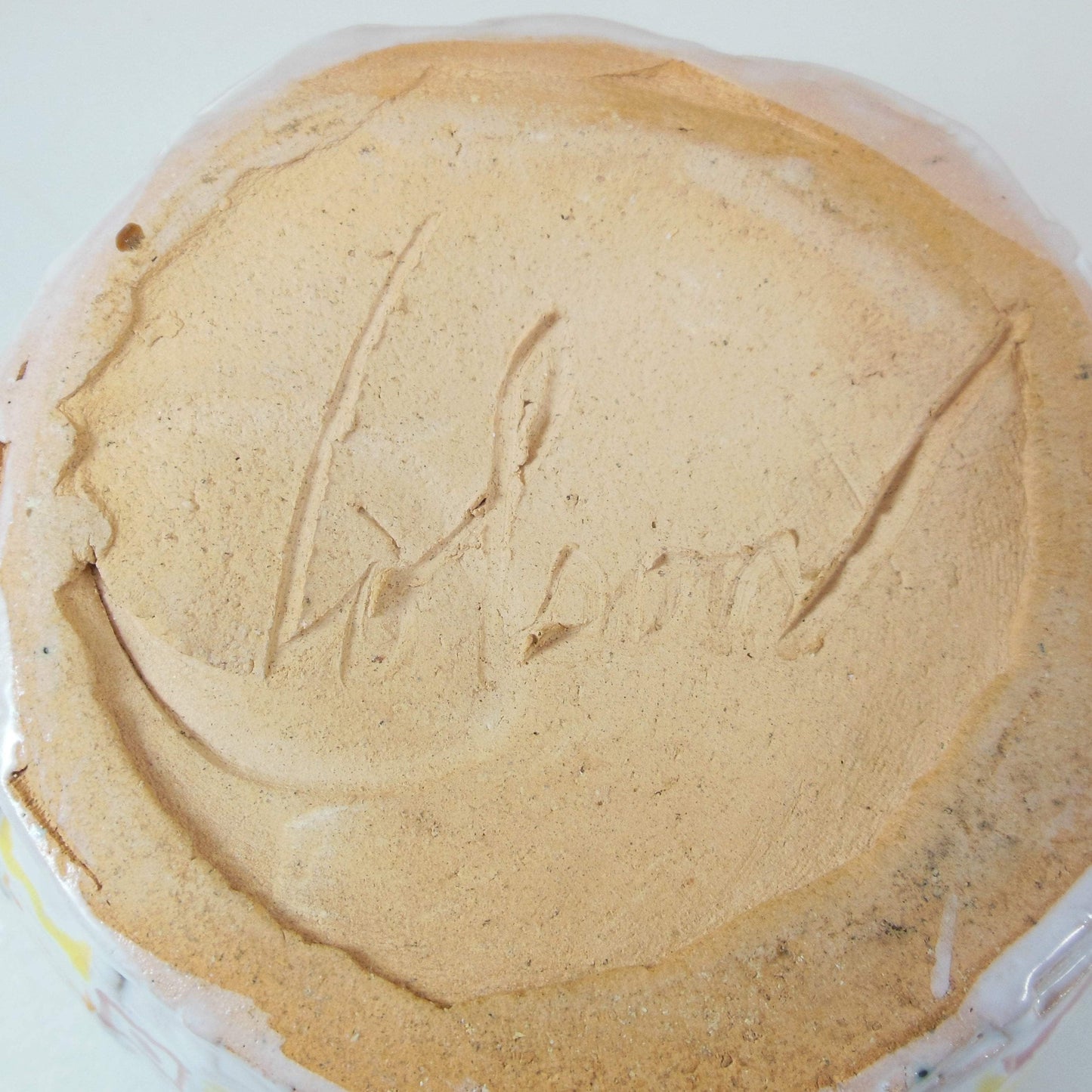 Frank Colson Signed Pottery Bowl Geometric Squares Incised Signature