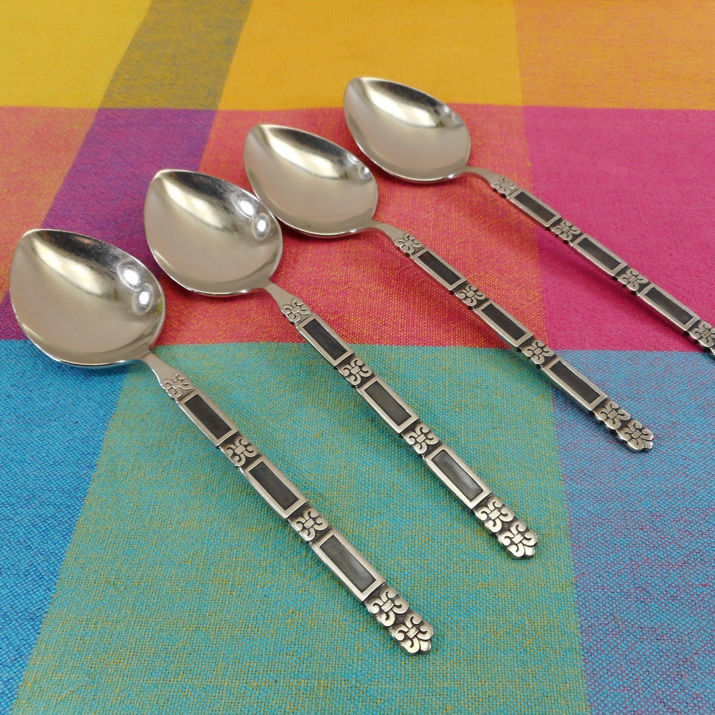 Oneida Community Stainless Flatware Madrid Black - 4 Place Spoons