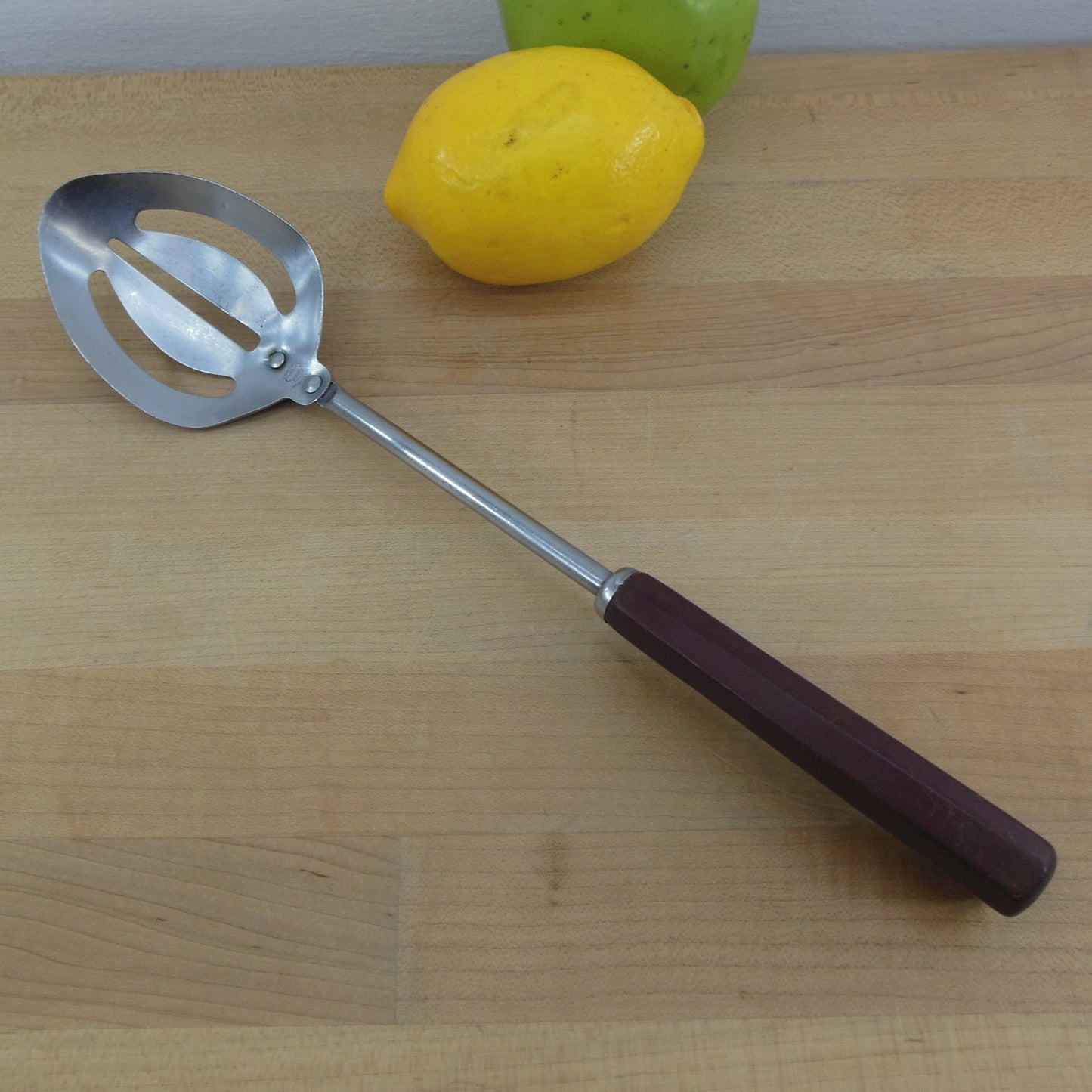 Corona USA Root Beer Bakelite Handle Stainless Slotted Kitchen Spoon