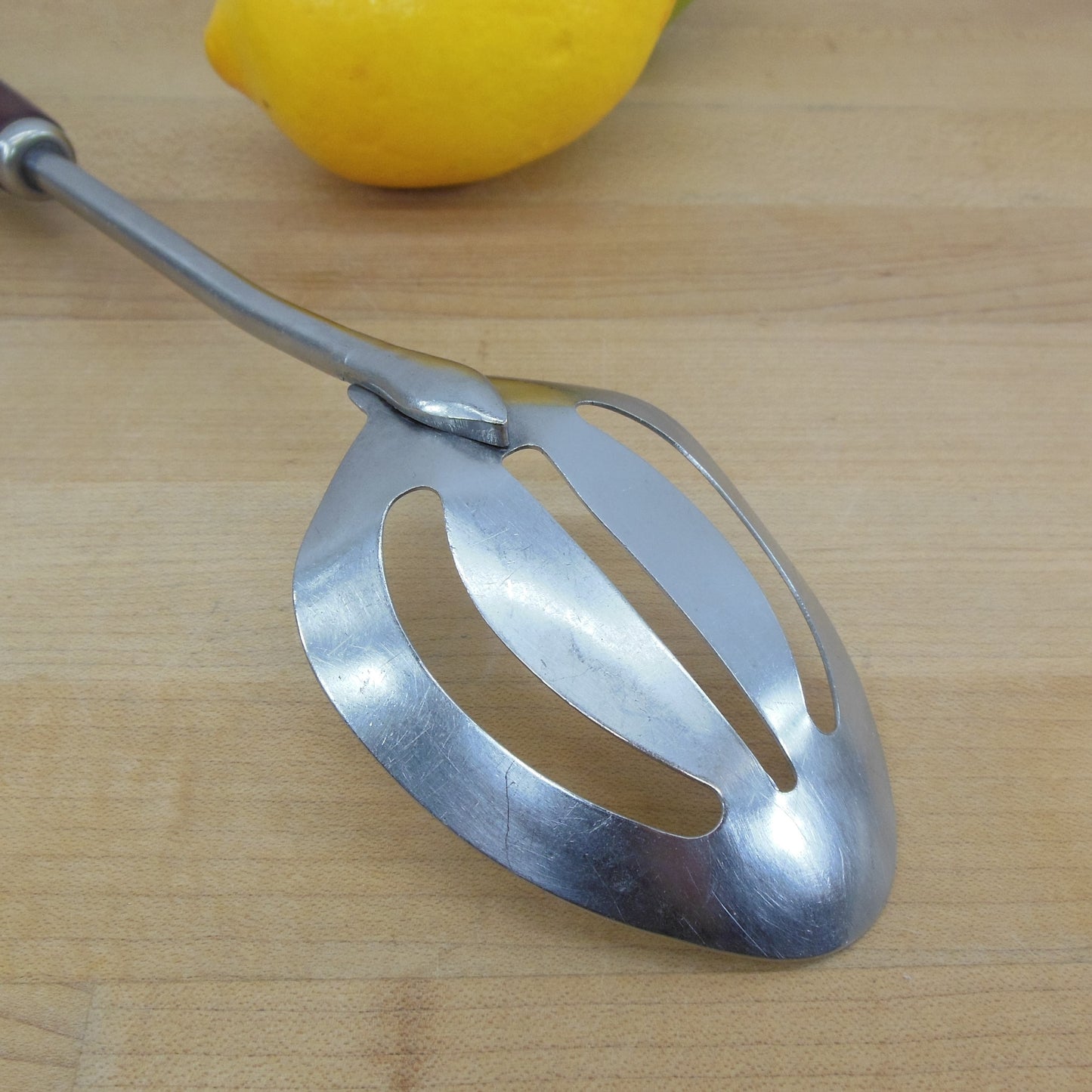 Corona USA Root Beer Bakelite Handle Stainless Slotted Kitchen Spoon Used