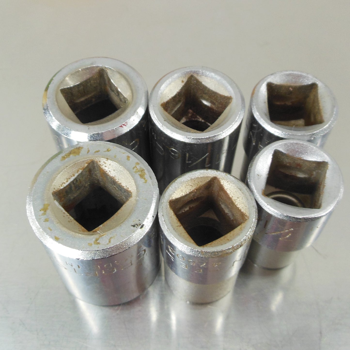 Craftsman USA 6 Piece Lot - 1/2" Drive SAE Short Sockets EE Series Vintage