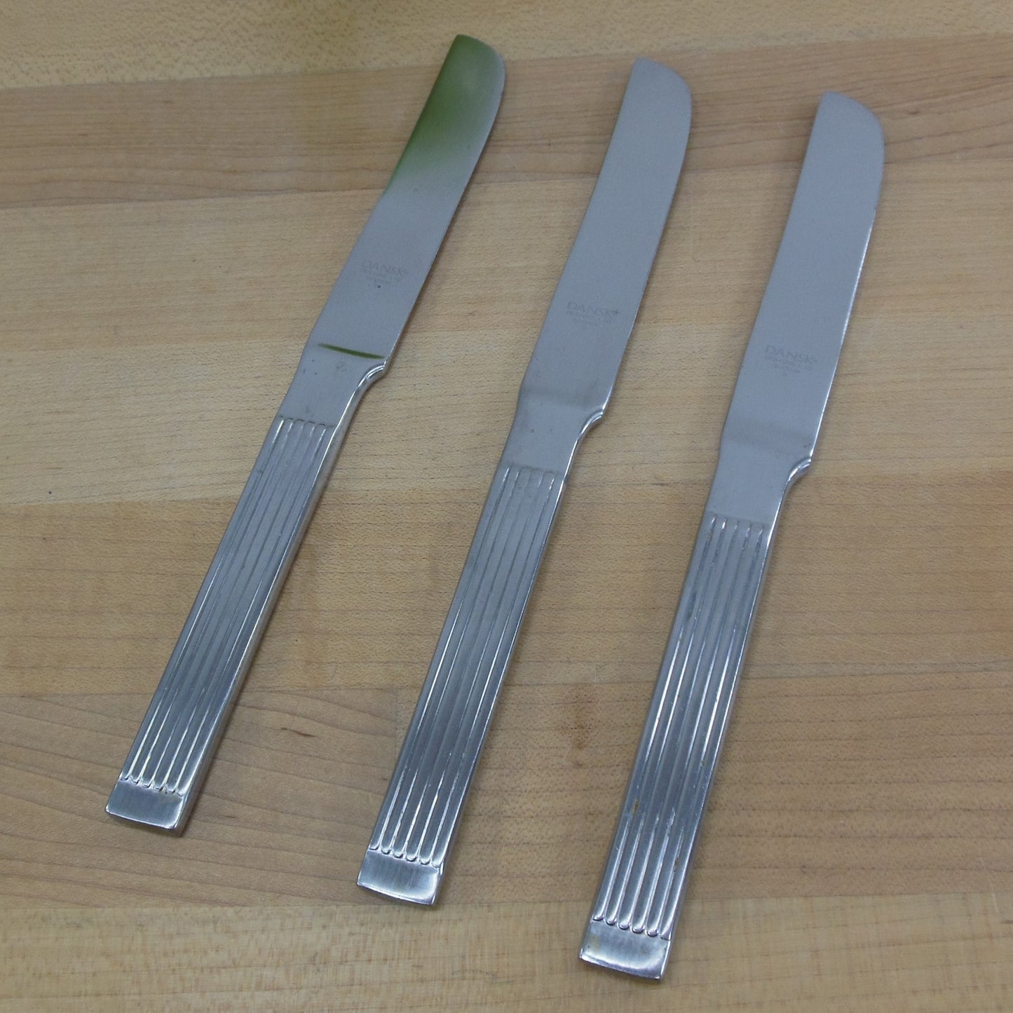 Dansk Thebe China Thin Rib Plain Stainless Flatware - 3 Knives