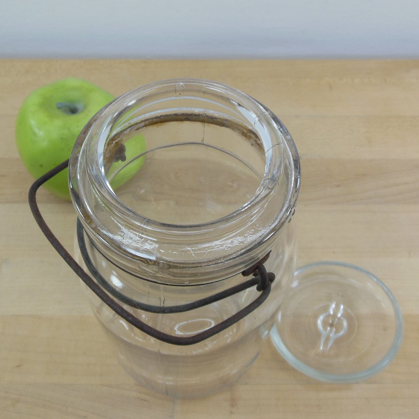 Kivlan Onthank Boston Double Safety 1 Quart Clear Glass Fruit Canning Jar Glass Lid