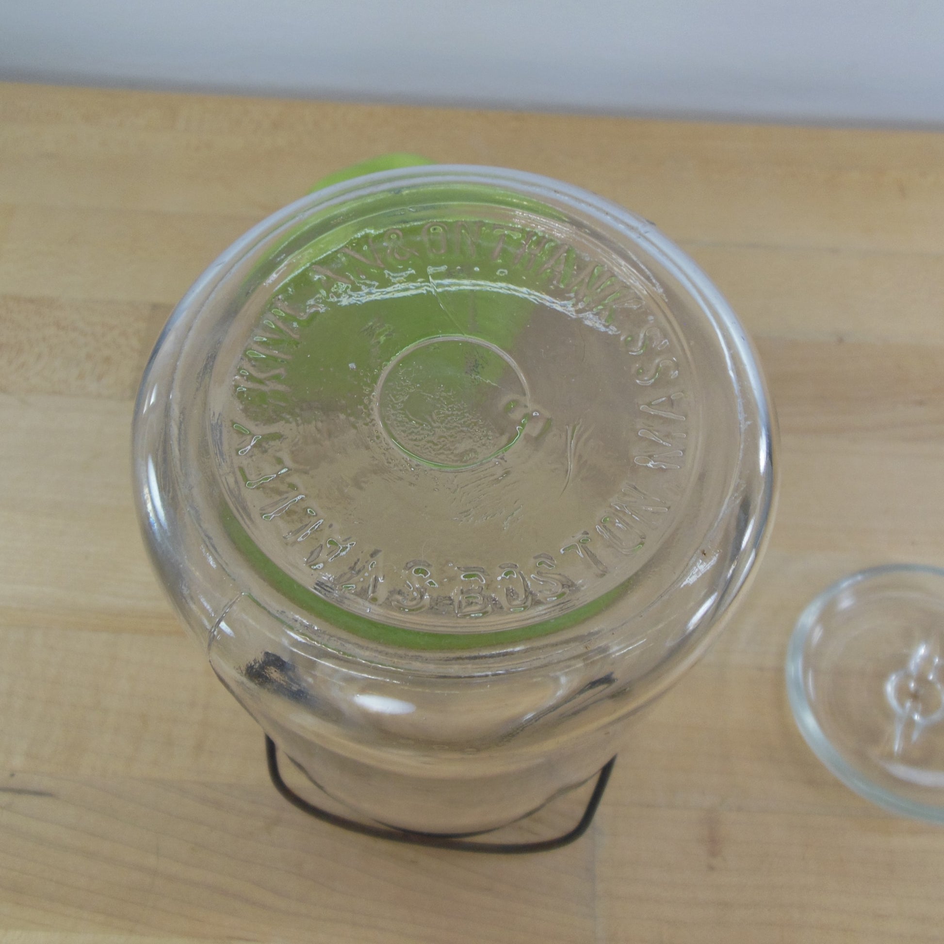 Kivlan Onthank Boston Double Safety 1 Quart Clear Glass Fruit Canning Jar Used