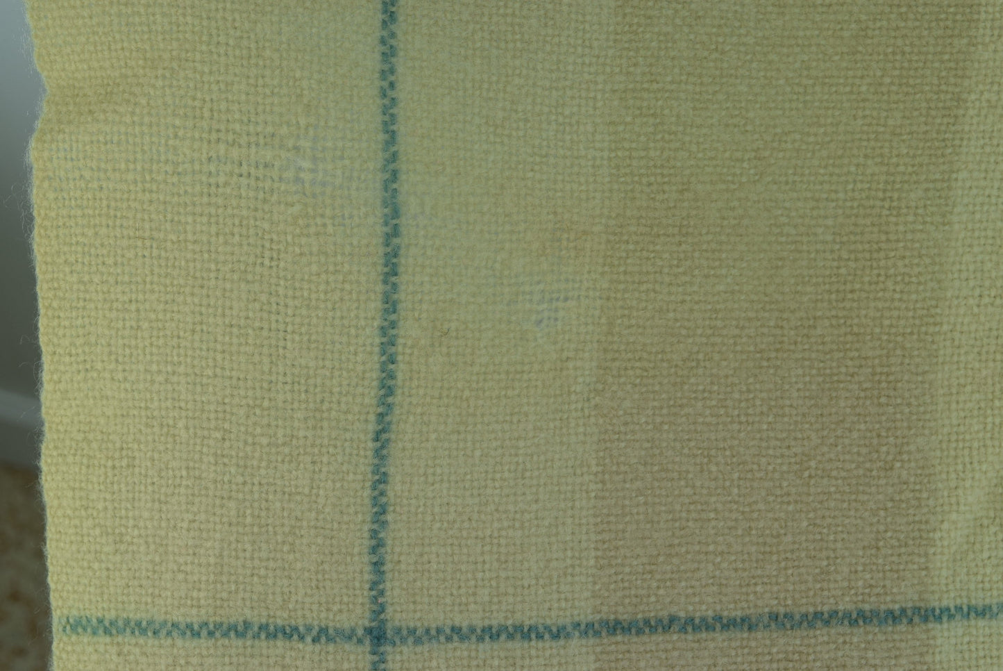 Wool Throw Hand Woven Ivory Brown Teal Possibly Churchill No Tag sofa cuddle