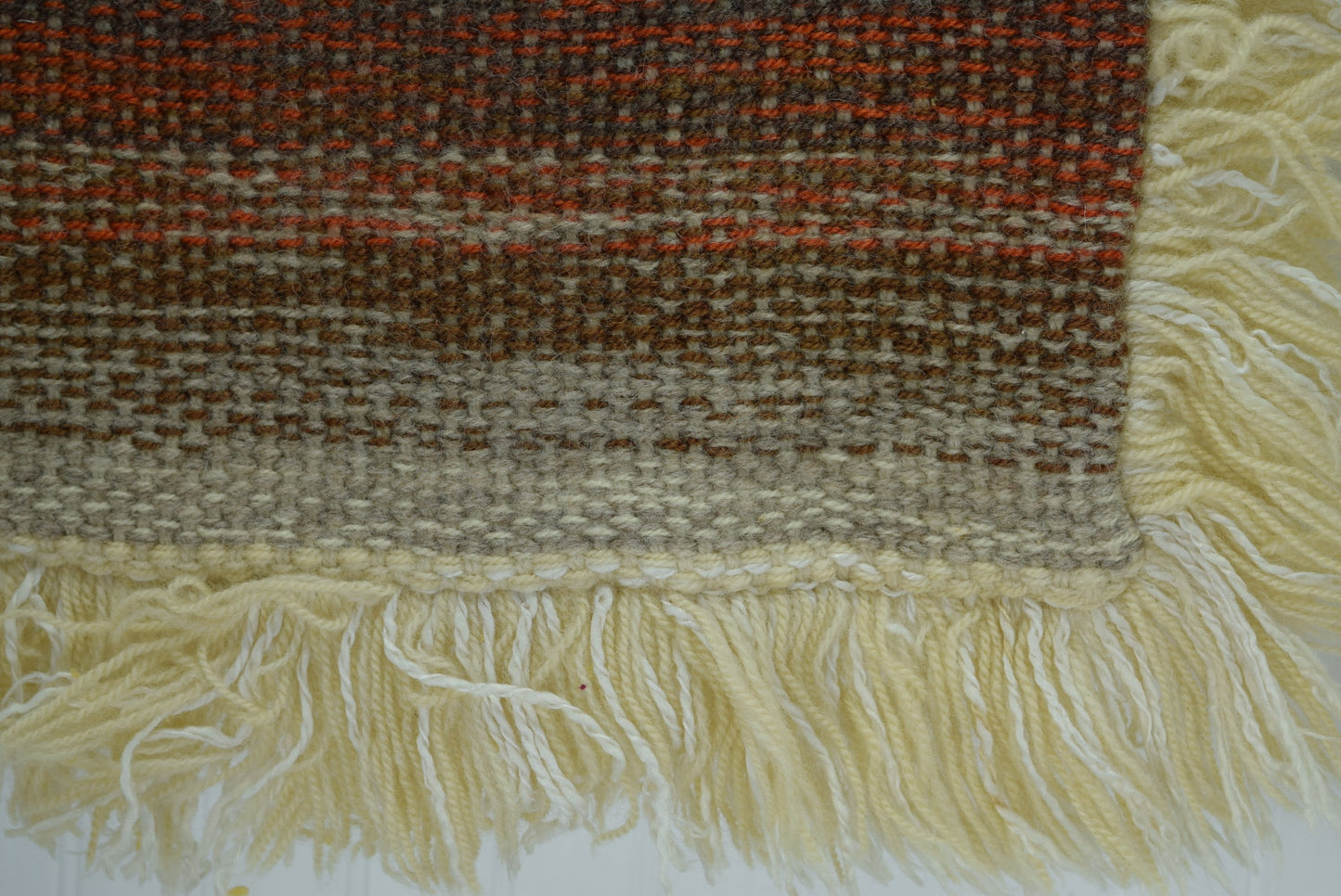 Vintage Pillow Covers Pair Hand Woven Wool Burnt Sienna Orange Browns 14" X 16" warm colors