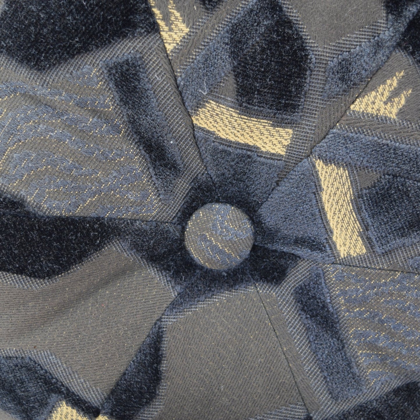 Pillows Poofs Pair (2) Matching 13" Diameter 7" Depth Grey Black Cream Fabric Variety texture