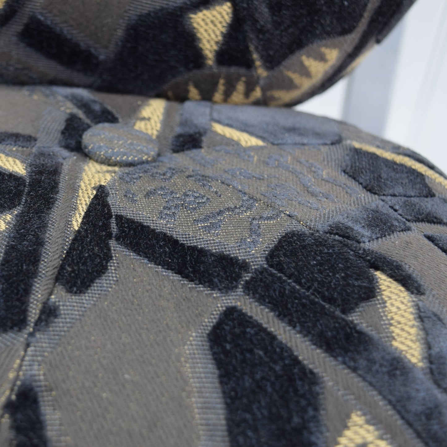 Pillows Poofs Pair (2) Matching 13" Diameter 7" Depth Grey Black Cream Fabric Variety substantial