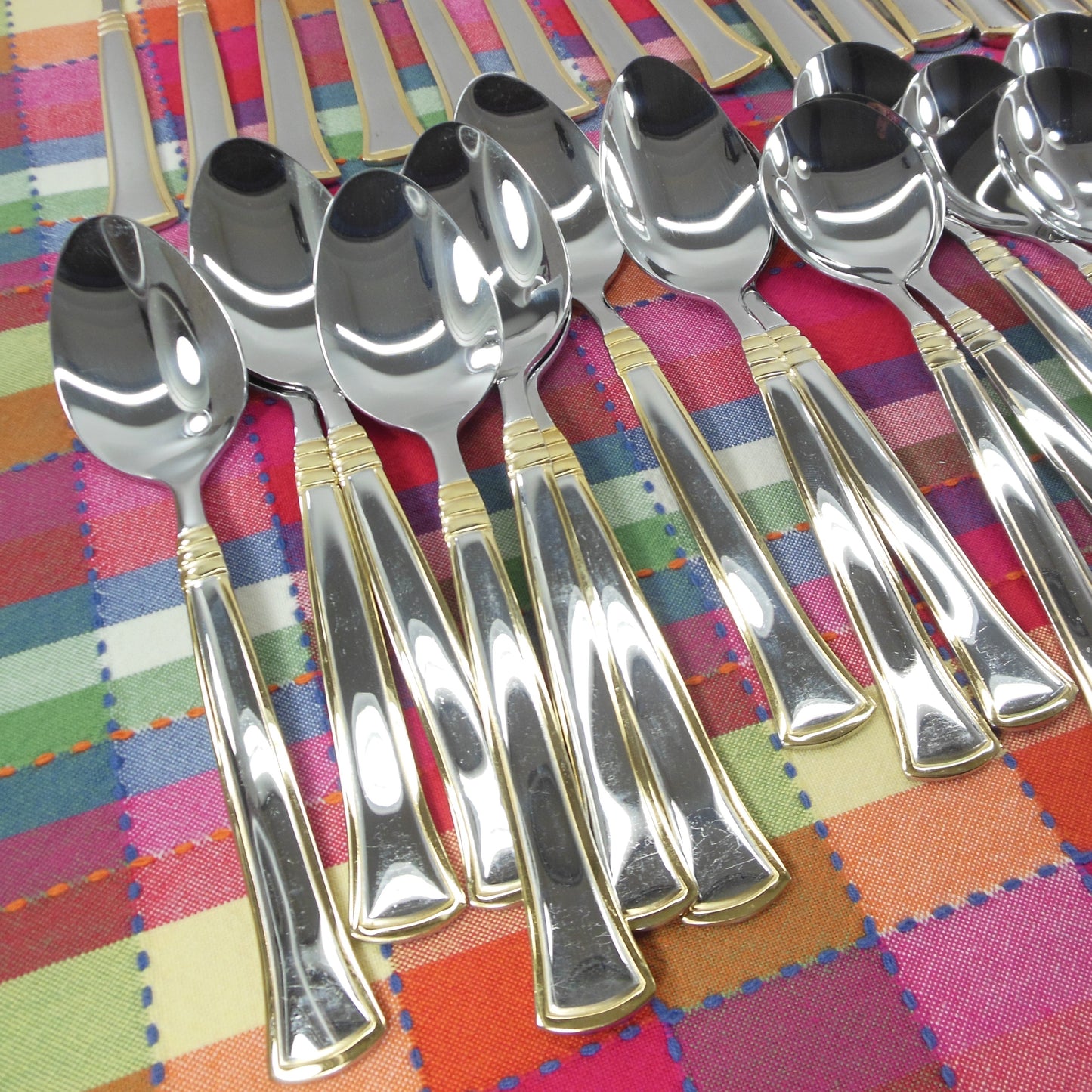 SBS Bestecke Edelstahl Stainless Gold Plate Flatware Partial Set Germany