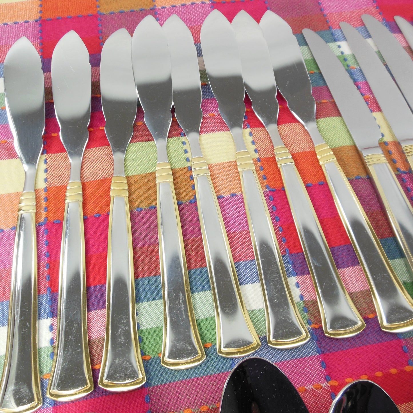 SBS Bestecke Edelstahl Stainless Gold Plate Flatware Partial Set Knife
