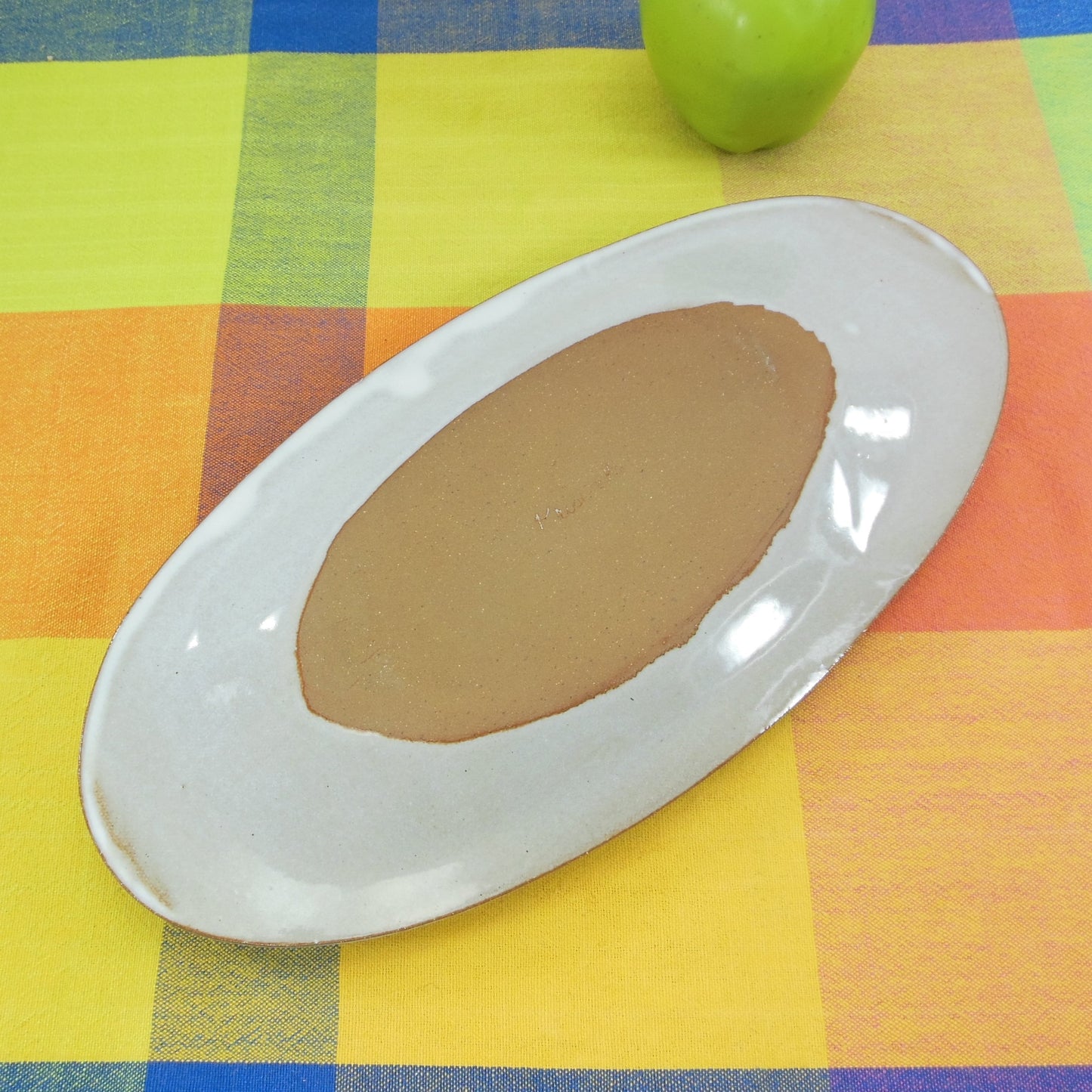 Priscilla Eggen Art Pottery Iris Oval Tray Stoneware