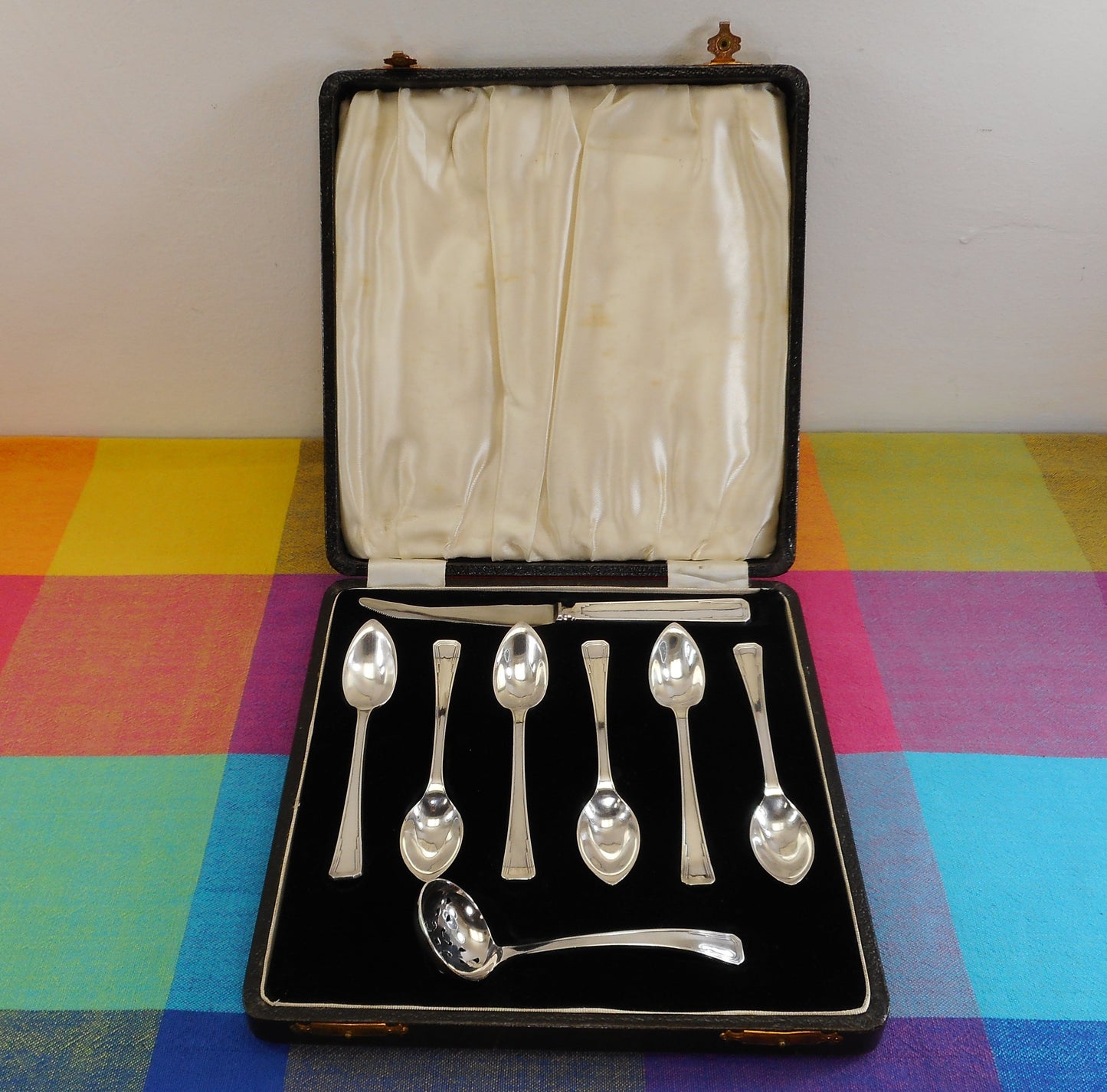 Elkington EPNS Silver Plate Cased Grapefruit Spoon Knife Strainer Set - Winchester Pattern
