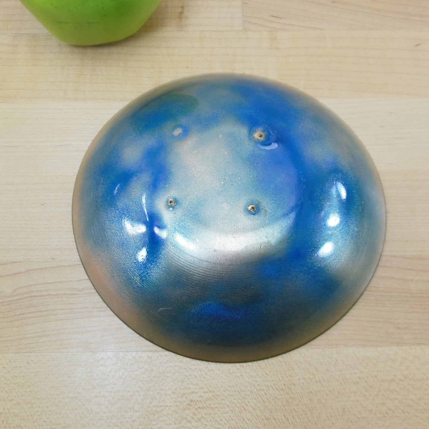 MCM Enamel Copper 6" Bowl Blue Green Abstract Drip Psychedelic