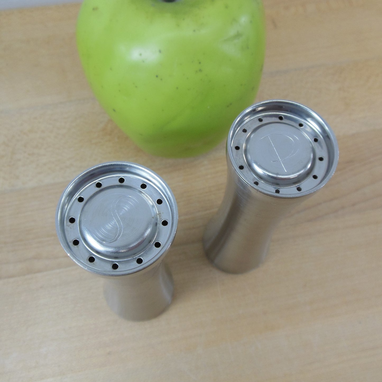 Foley USA MCM Stainless Salt & Pepper Shakers Hourglass Vintage