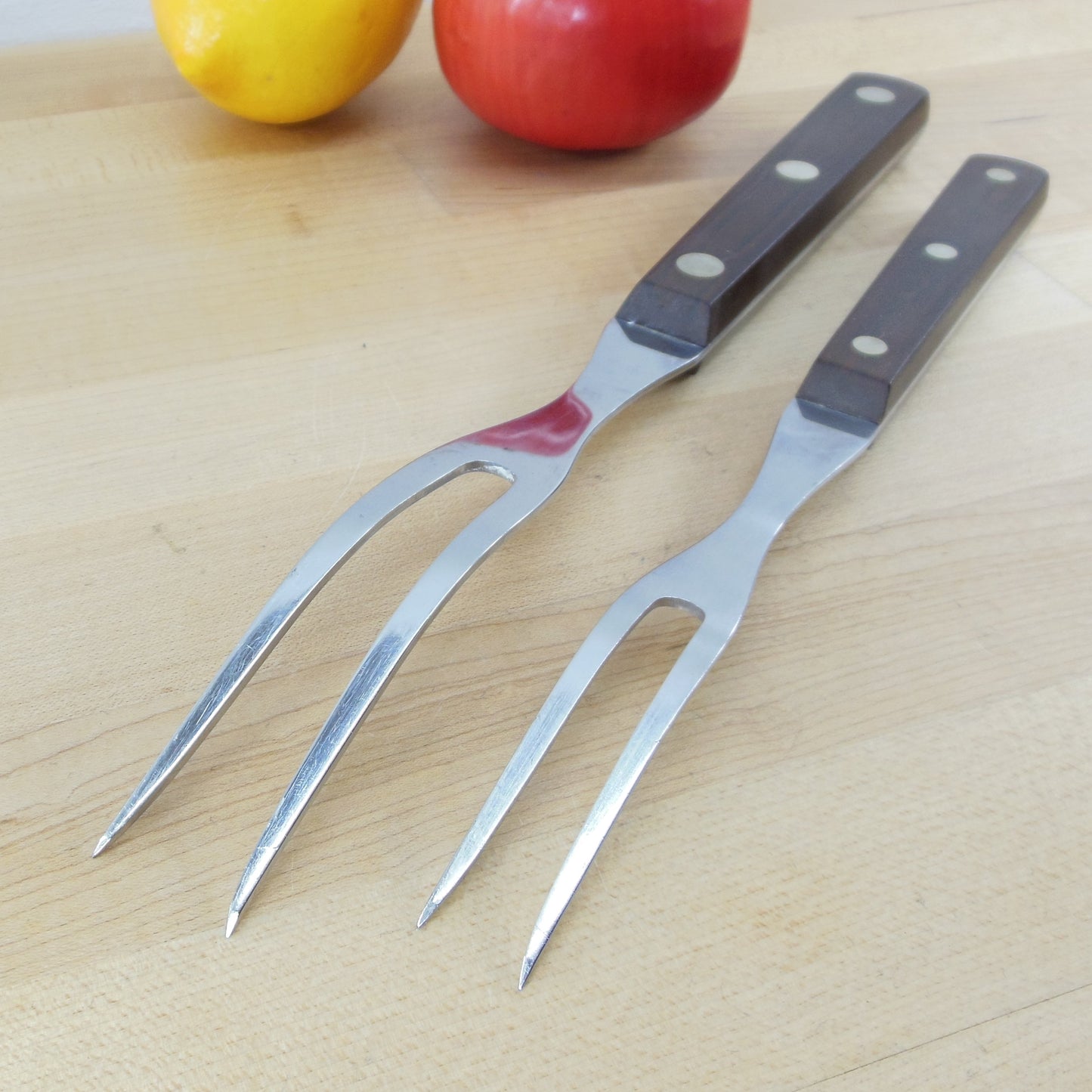 Cutco USA Stainless No. 37 No. 36 Meat Carving Kitchen Forks Squared Handle Vintage used