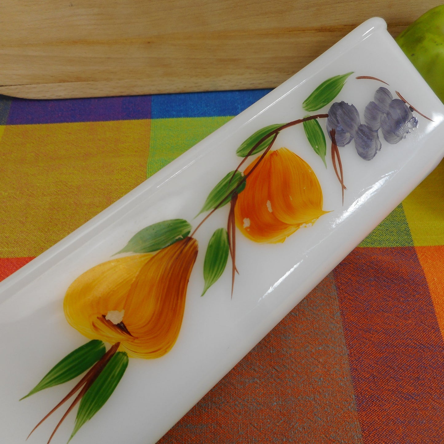 Fire King Gay Fad Fruit 1 Quart Glass Loaf Baking Dish 409 Vintage